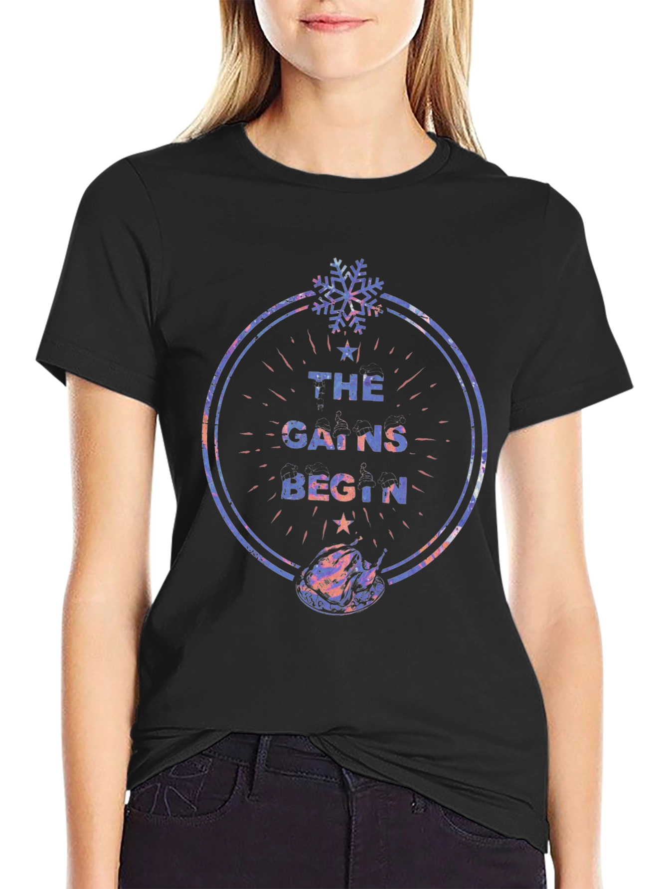 Camiseta Negra Festiva The Gains Begin