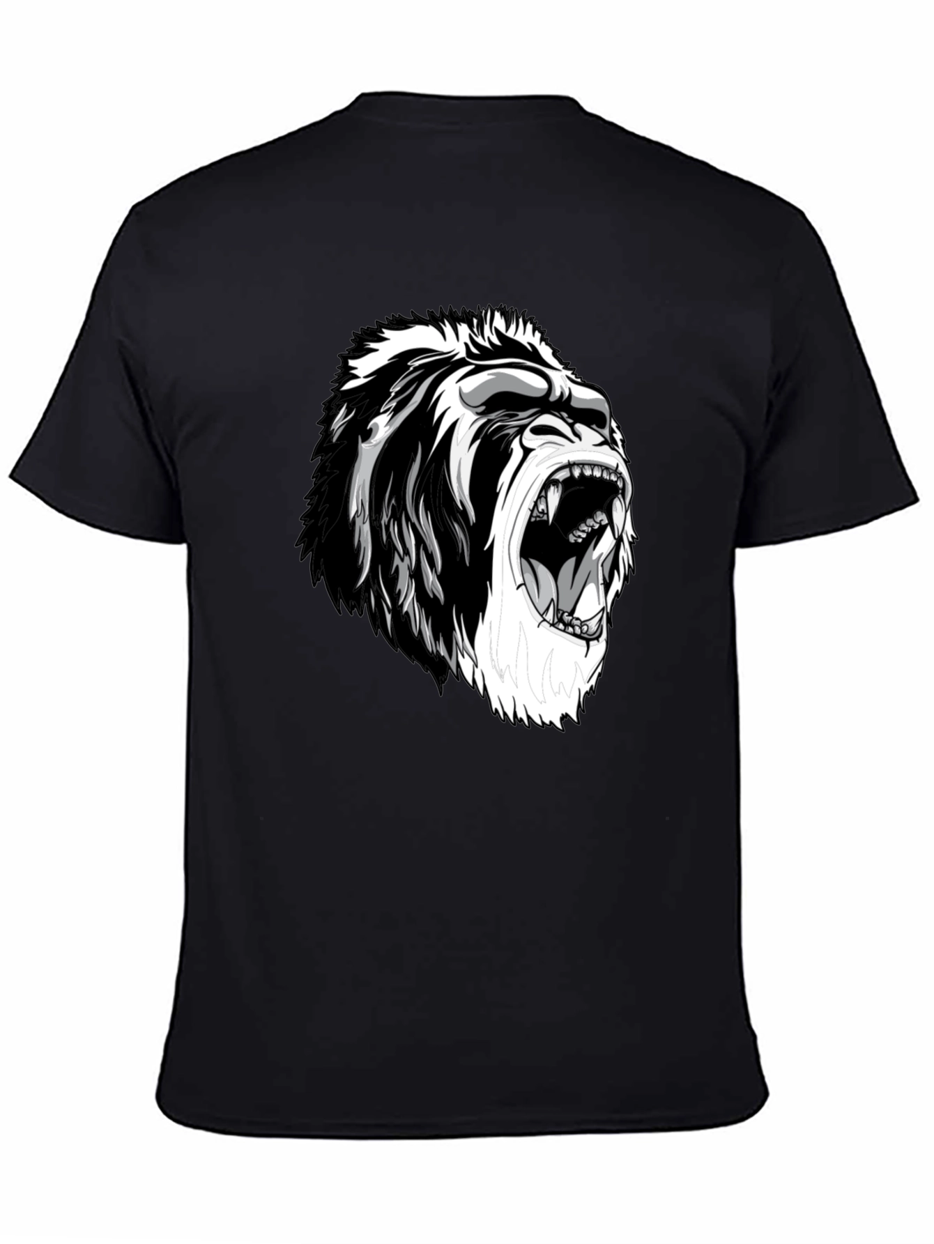 Camiseta Negra con Diseño de Gorila Furioso