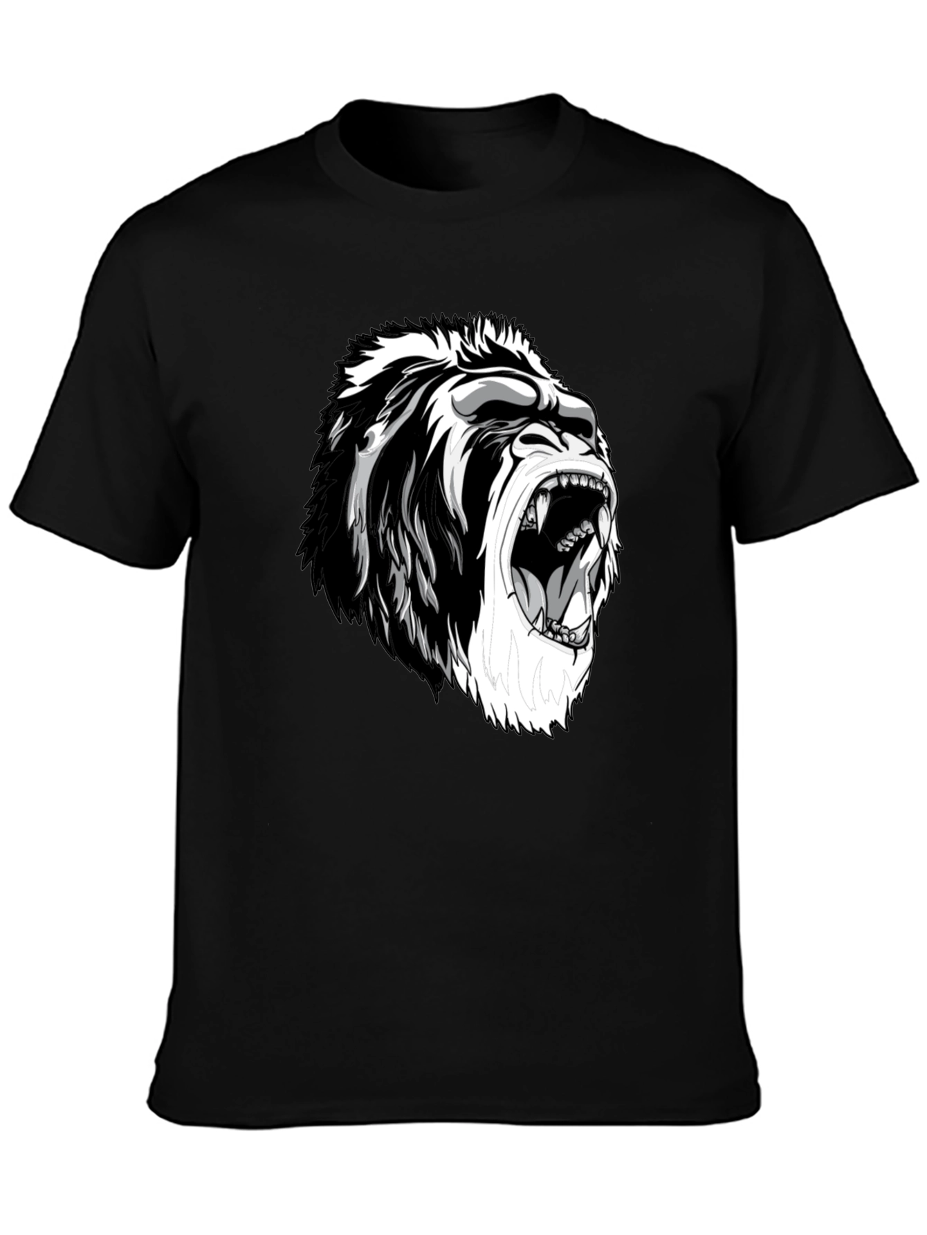 Camiseta Negra con Diseño de Gorila Furioso