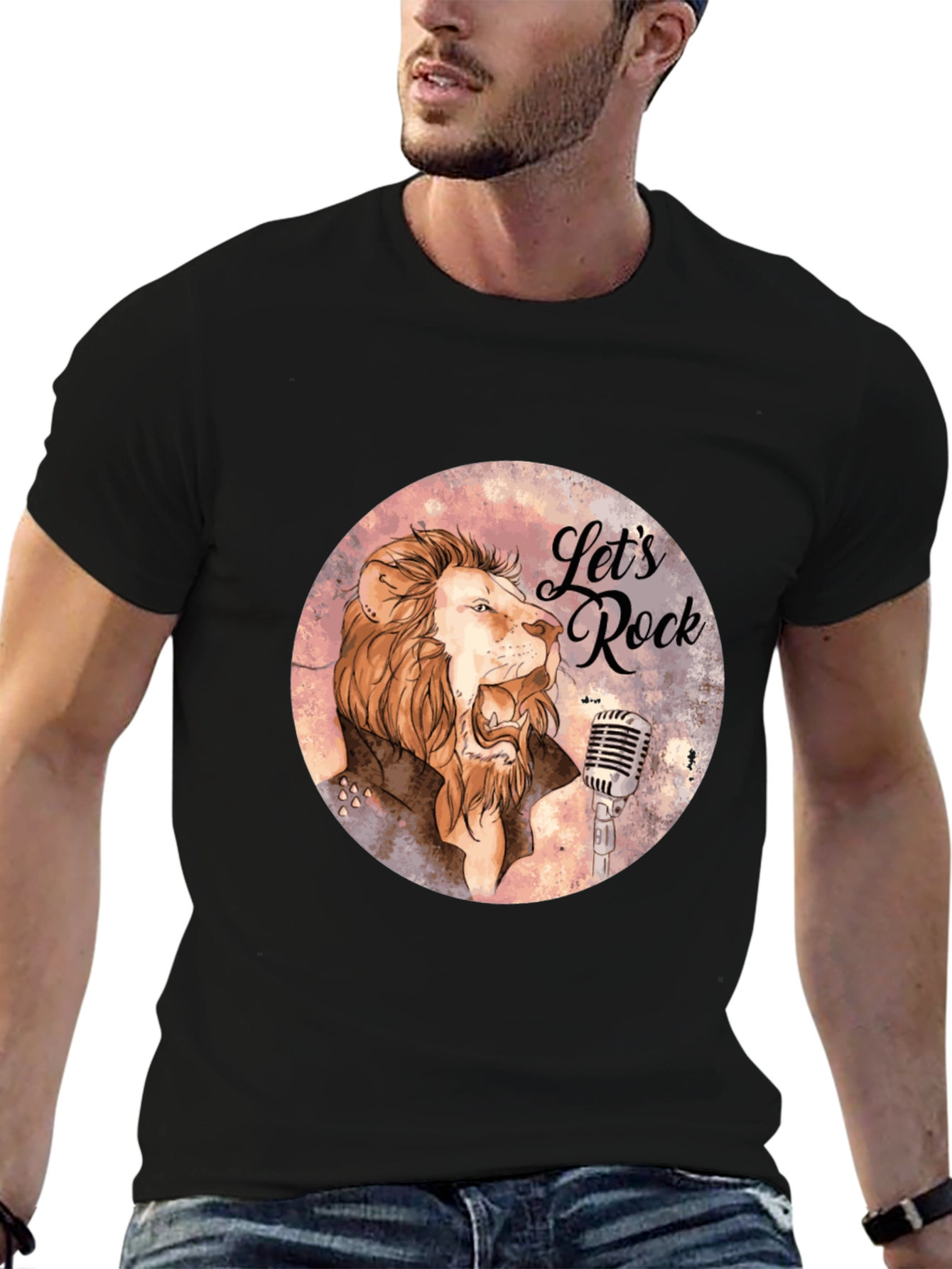 Camiseta Negra Lets Rock con León Cantante