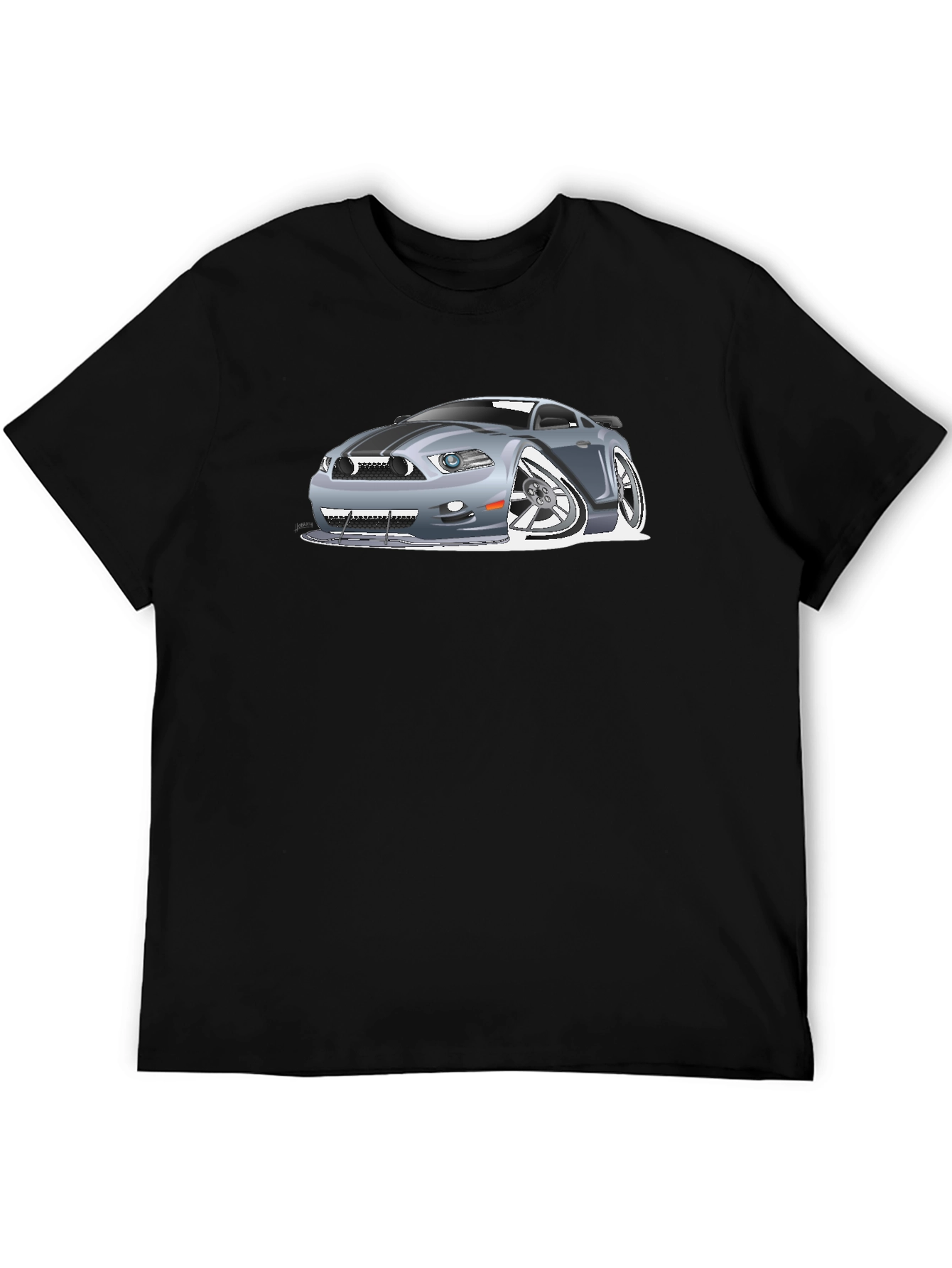 Camiseta Negra Estampada Coche Deportivo