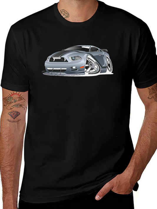 Camiseta Negra Estampada Coche Deportivo