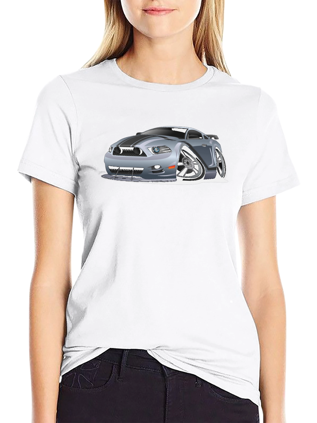 Camiseta Negra Estampada Coche Deportivo