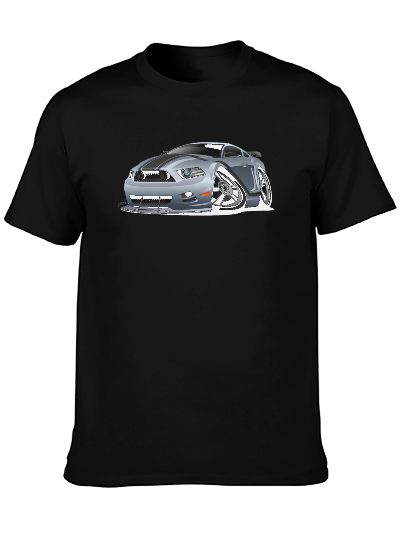 Camiseta Negra Estampada Coche Deportivo