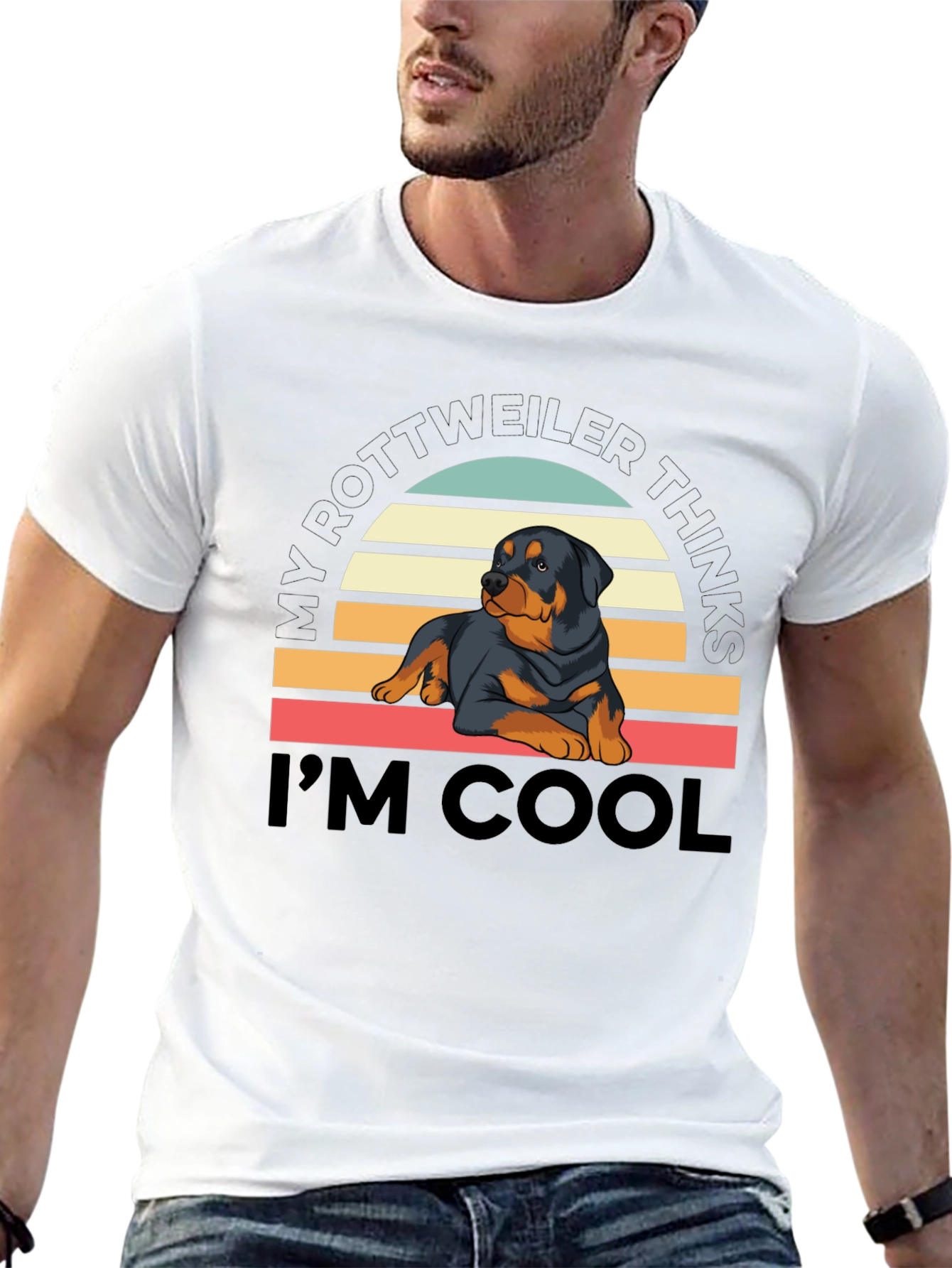 Camiseta Rottweiler Cool con Diseño Retro