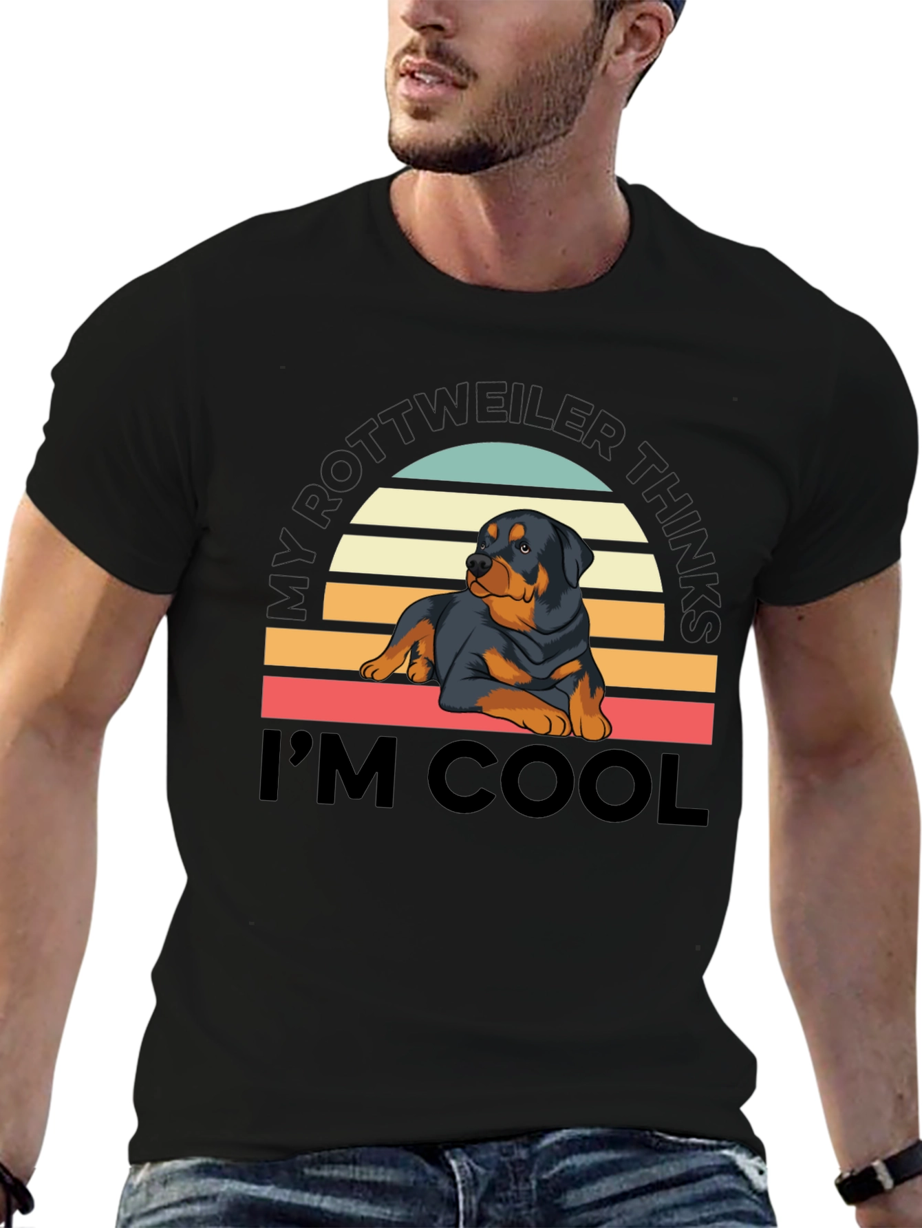 Camiseta Rottweiler Cool con Diseño Retro