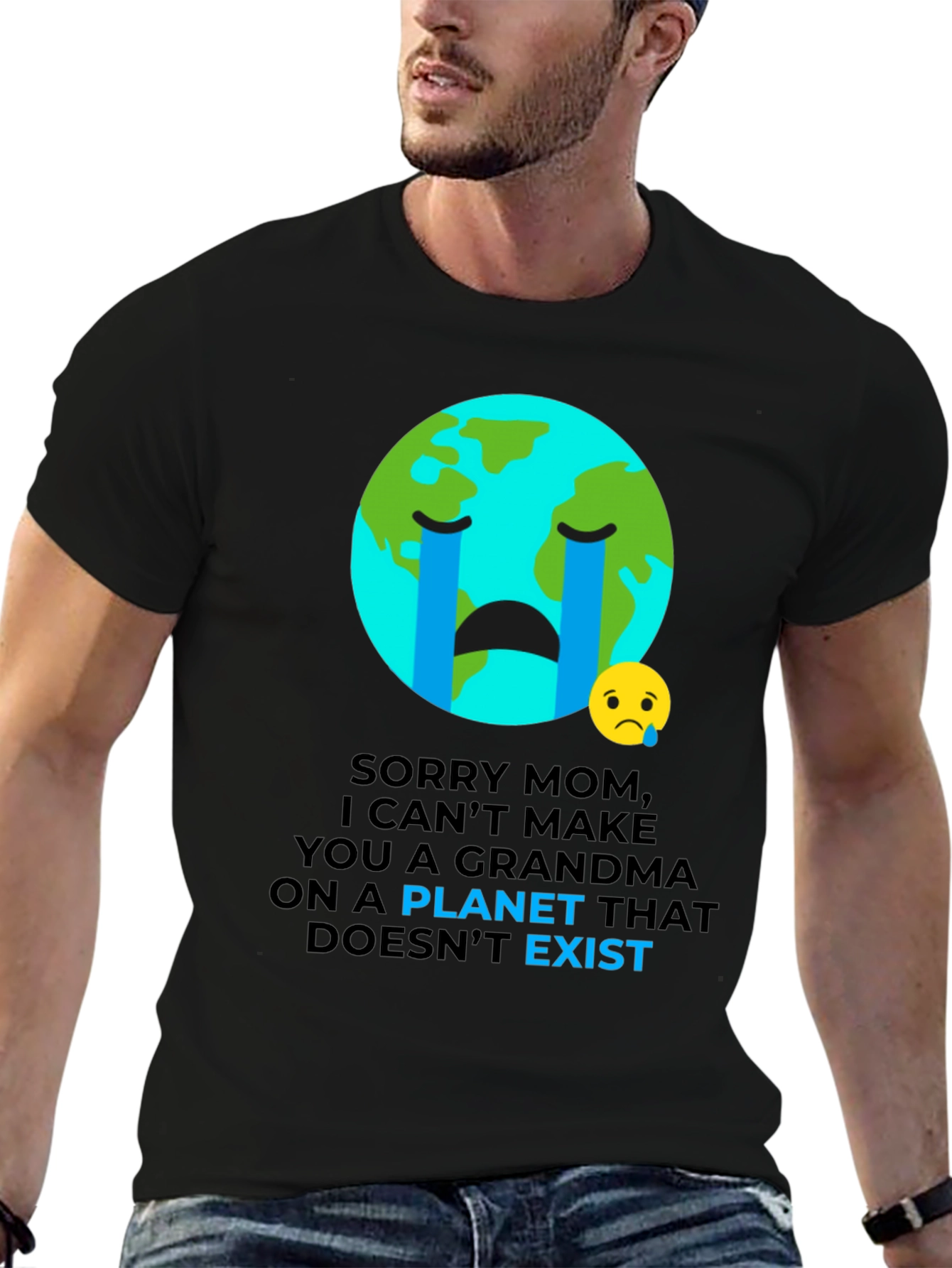 Camiseta Negra con Diseño de Conciencia Ambiental