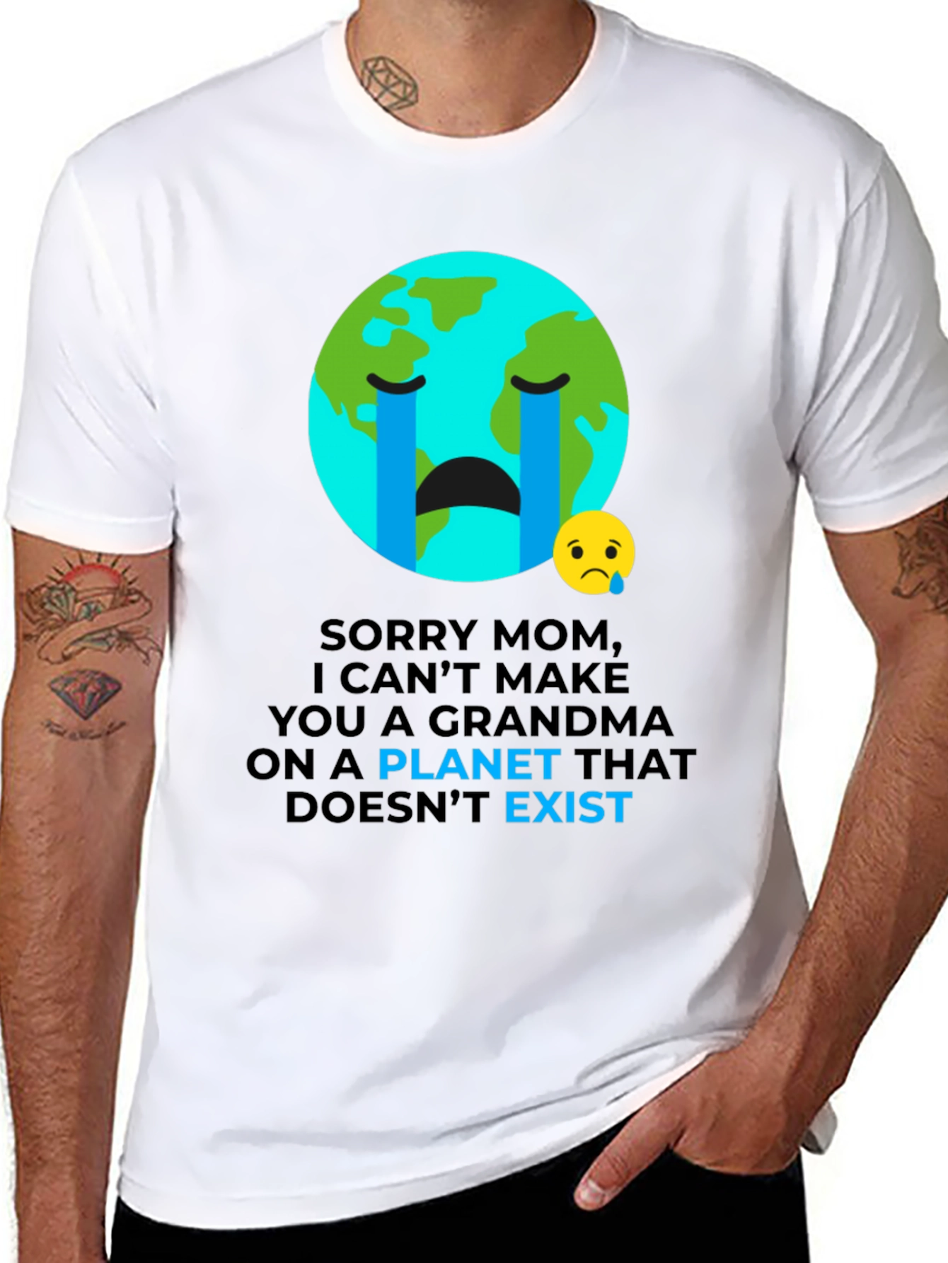Camiseta Negra con Diseño de Conciencia Ambiental