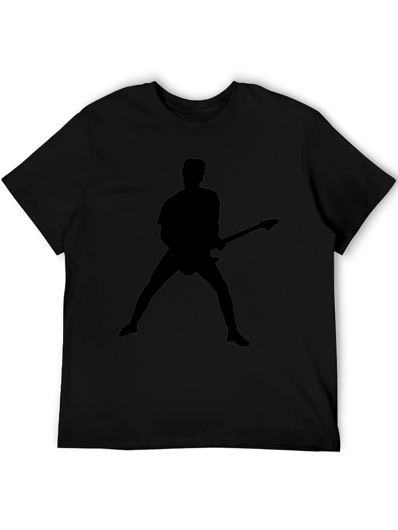 Camiseta Negra Silueta de Guitarrista Rock