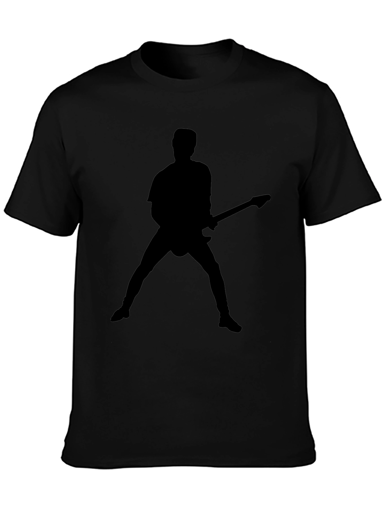 Camiseta Negra Silueta de Guitarrista Rock