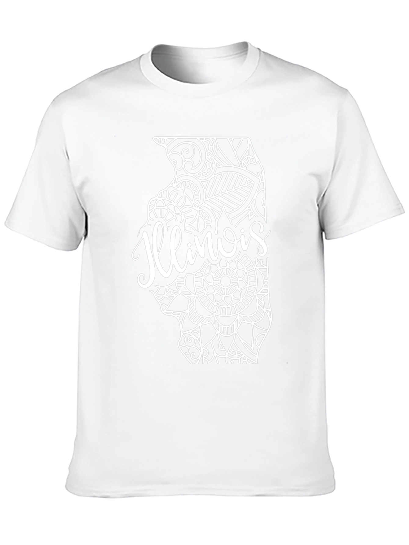 Camiseta Negra Diseño Illinois Mandala