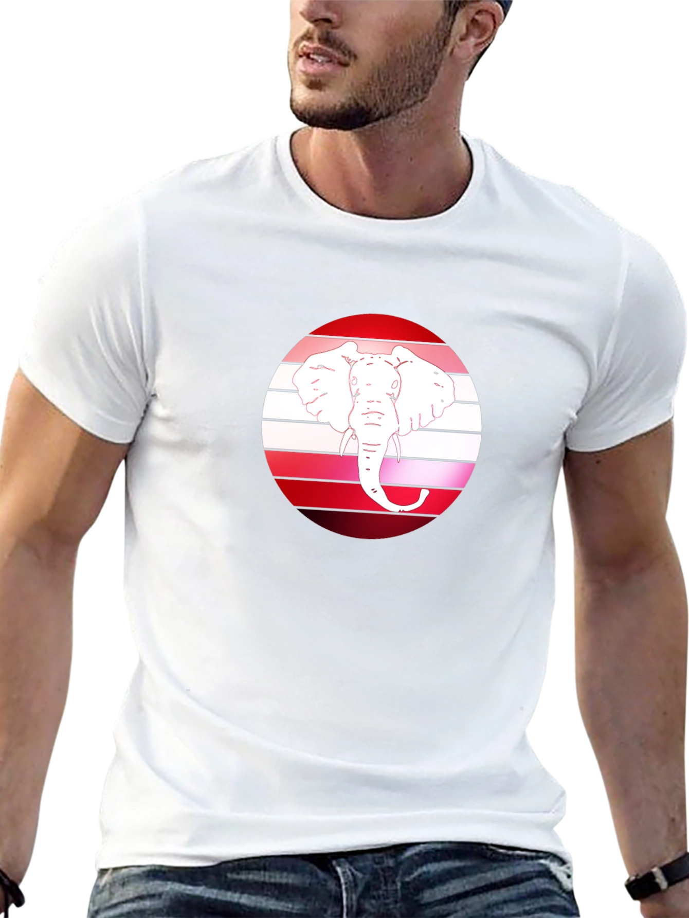 Camiseta Negra con Diseño de Elefante Retro