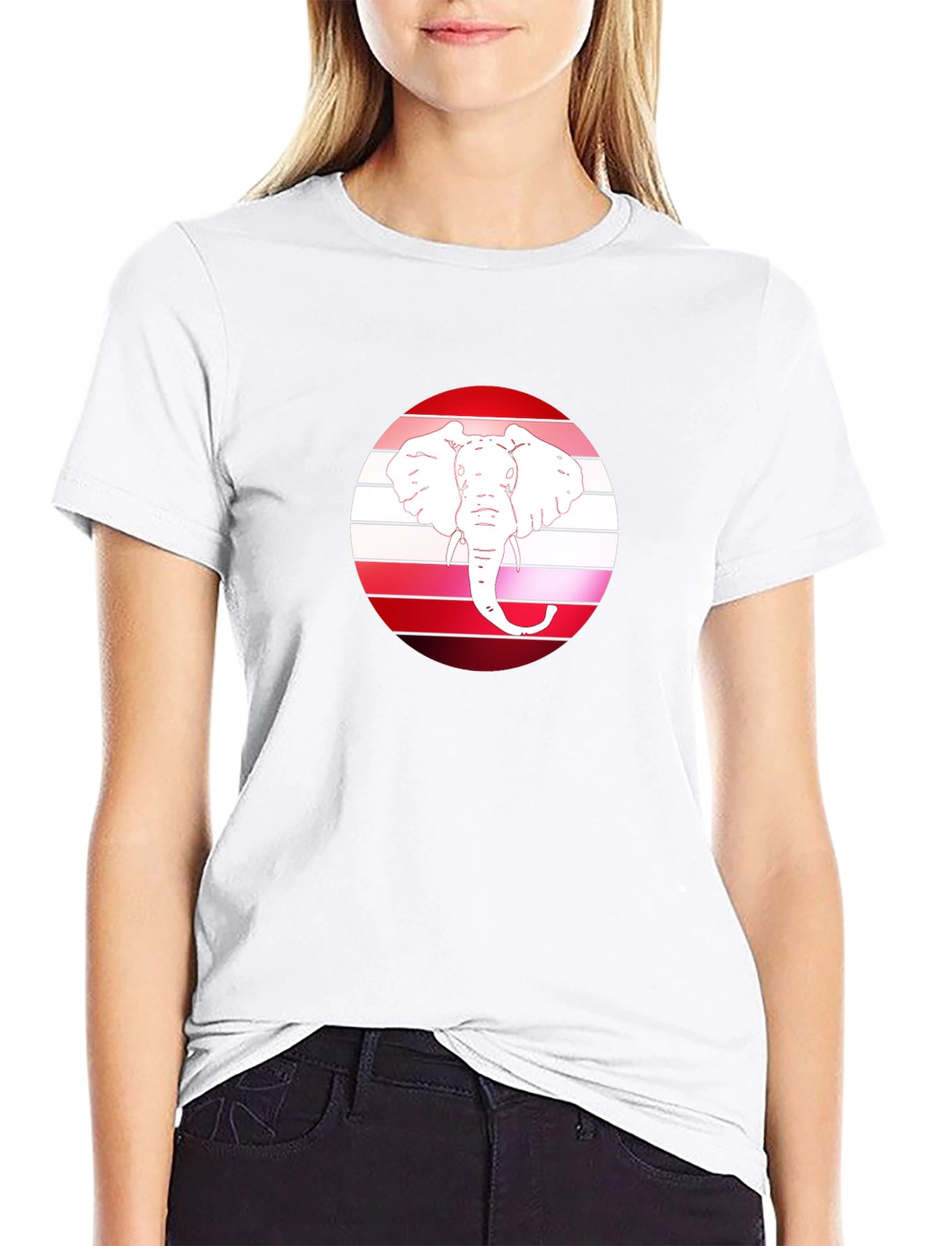 Camiseta Negra con Diseño de Elefante Retro