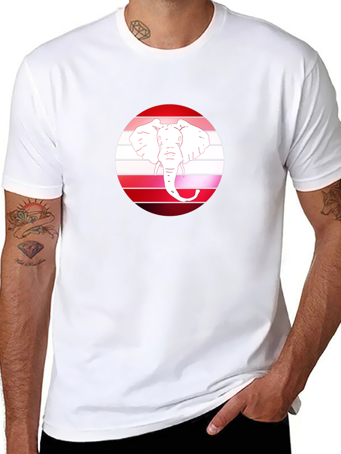 Camiseta Negra con Diseño de Elefante Retro