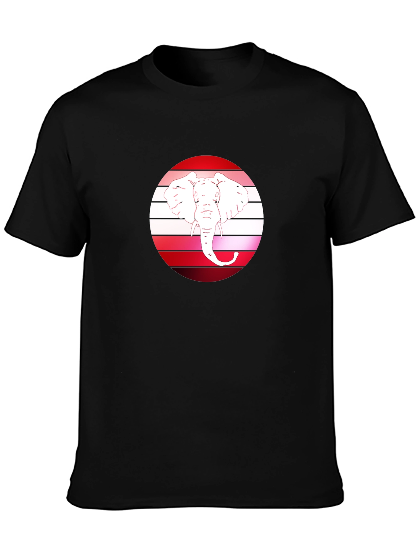 Camiseta Negra con Diseño de Elefante Retro