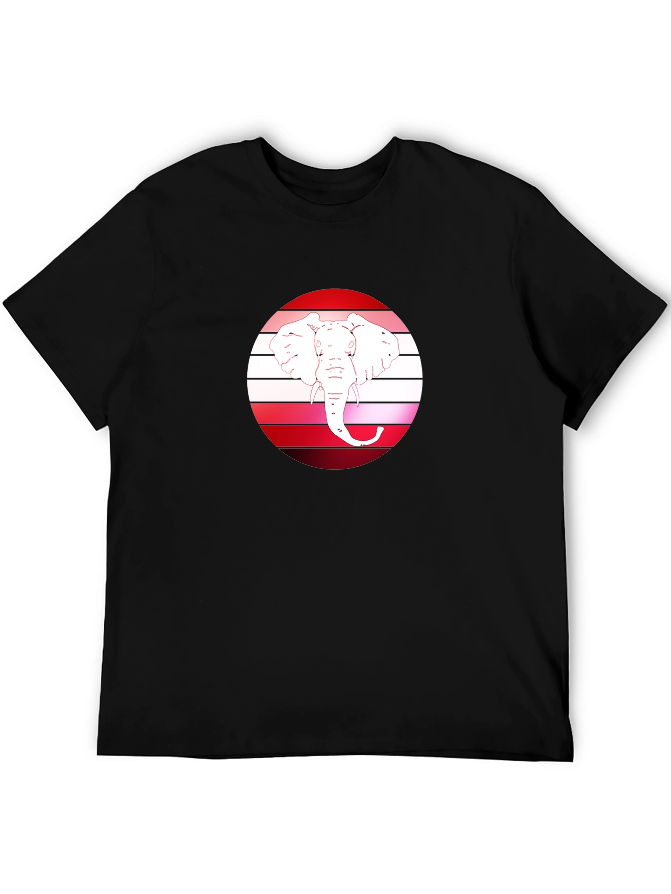 Camiseta Negra con Diseño de Elefante Retro
