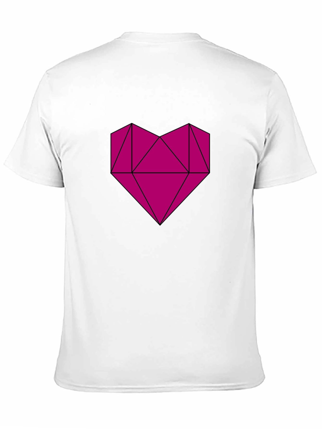 Camiseta Negra con Corazón Geométrico Magenta