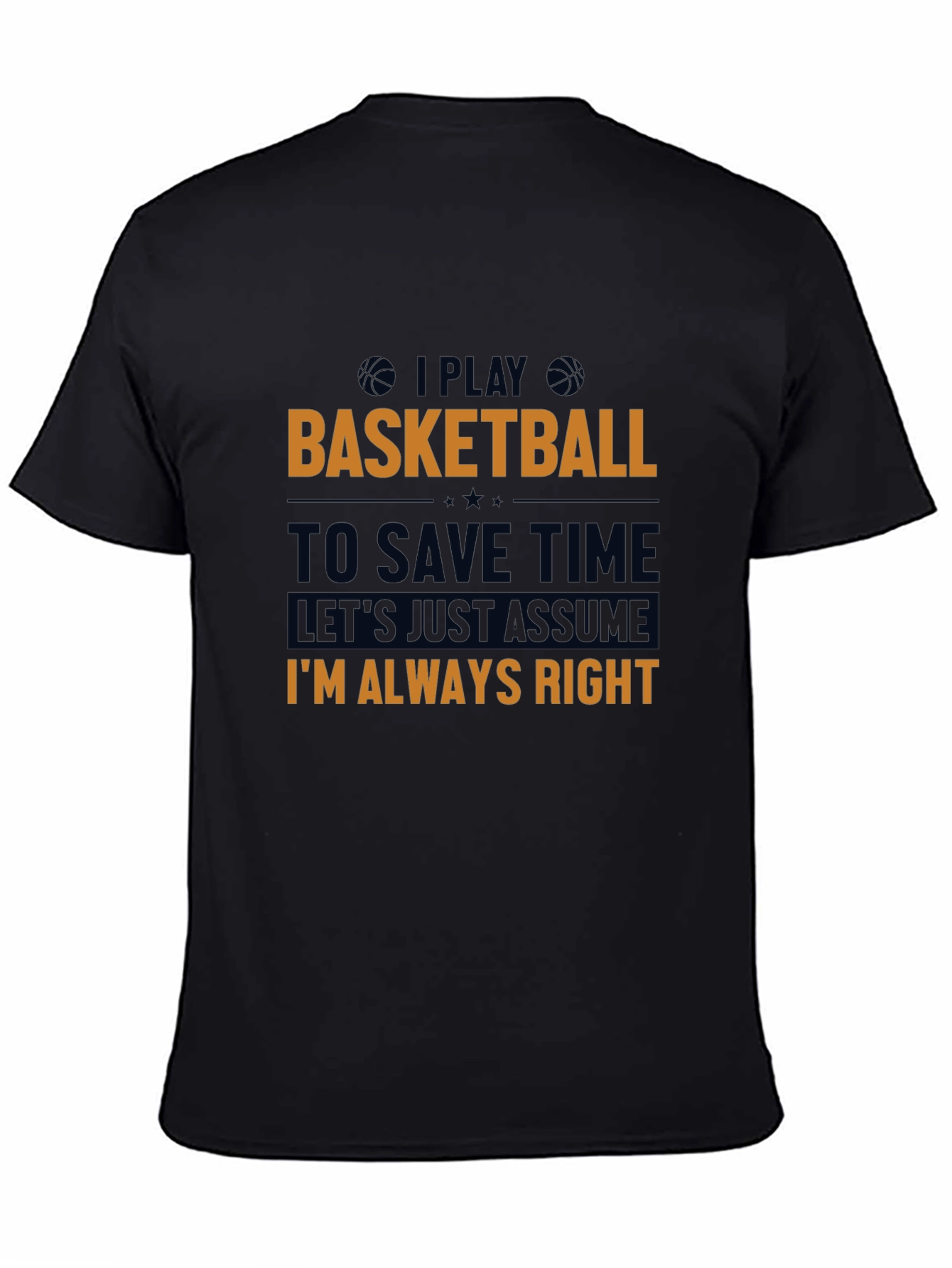 Camiseta Negra con Estampado de Baloncesto para Hombre