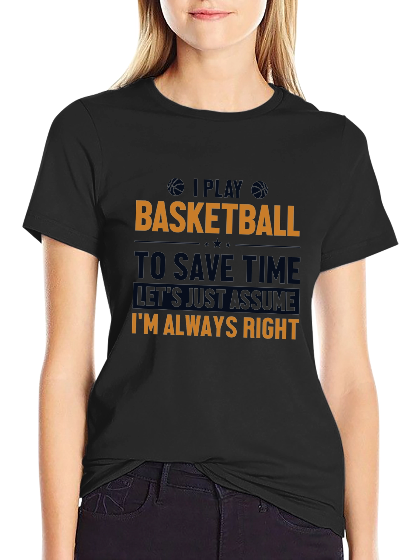 Camiseta Negra con Estampado de Baloncesto para Hombre