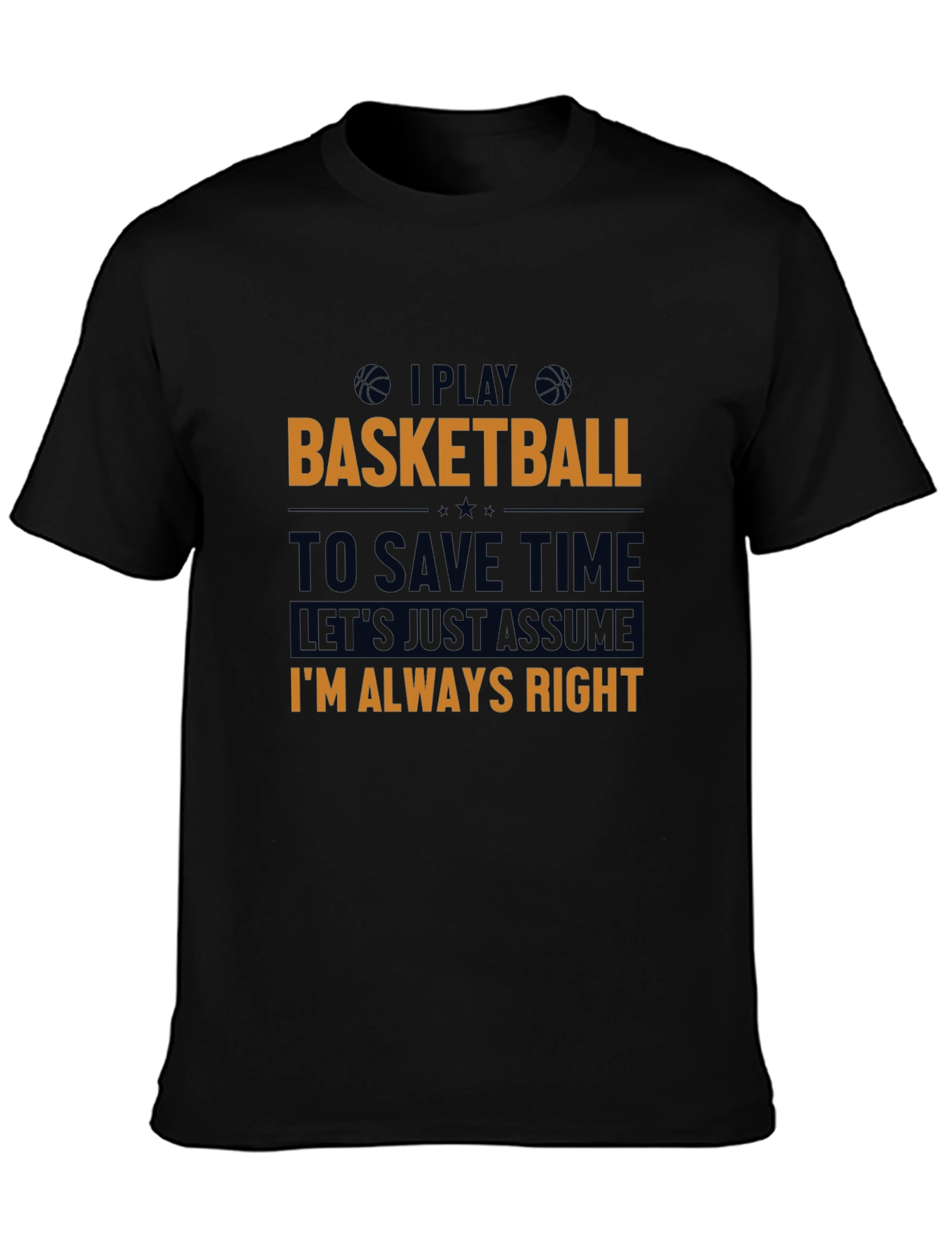 Camiseta Negra con Estampado de Baloncesto para Hombre