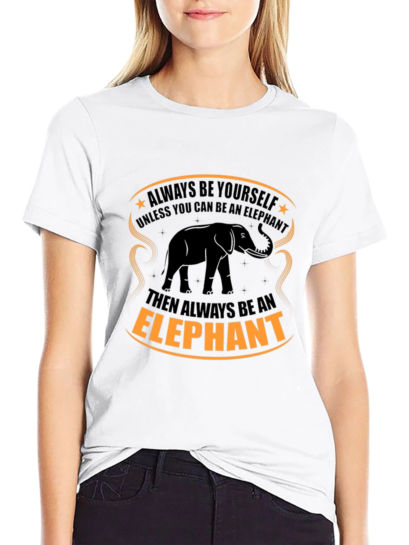 Camiseta Negra con Diseño de Elefante