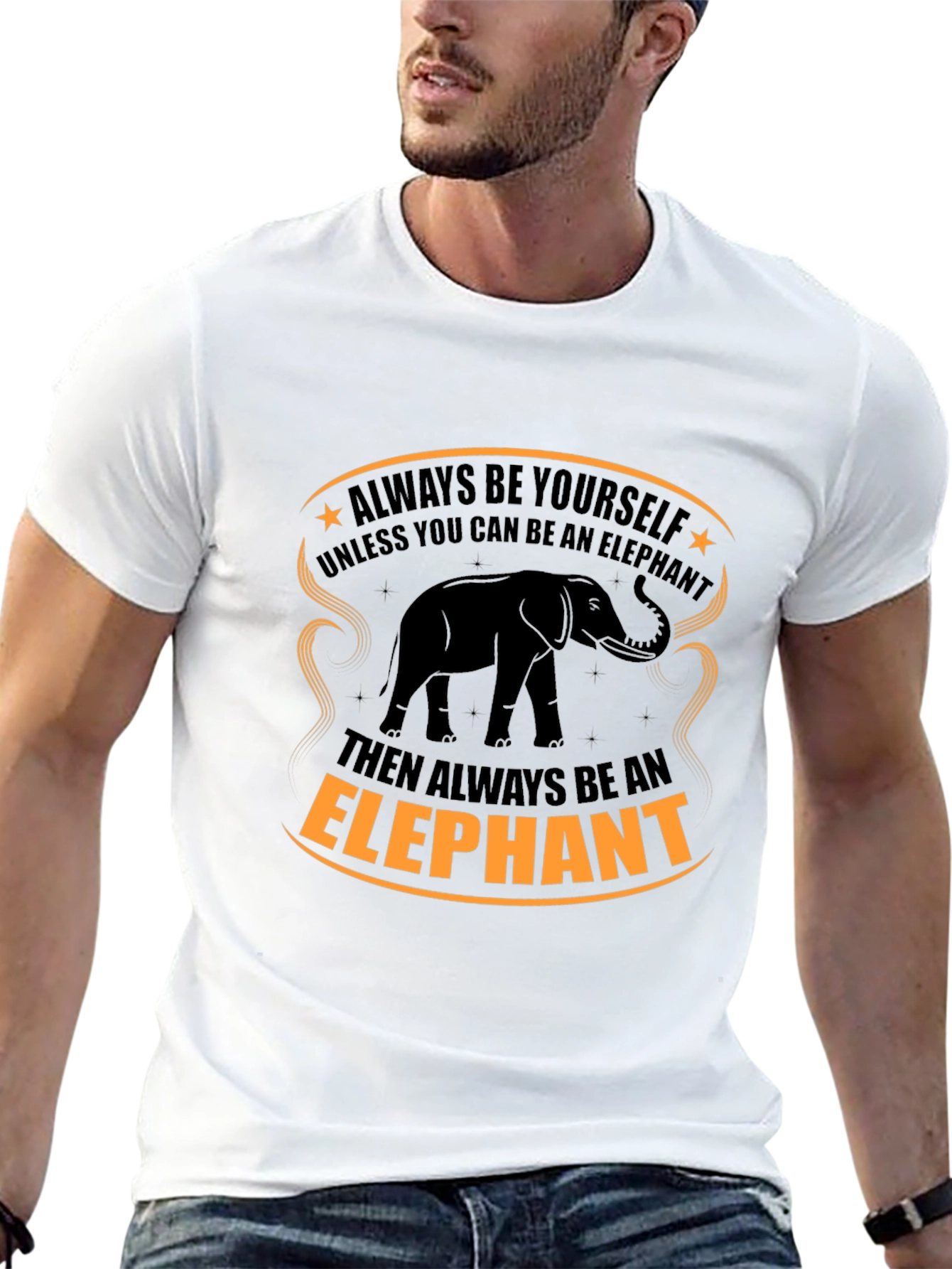 Camiseta Negra con Diseño de Elefante