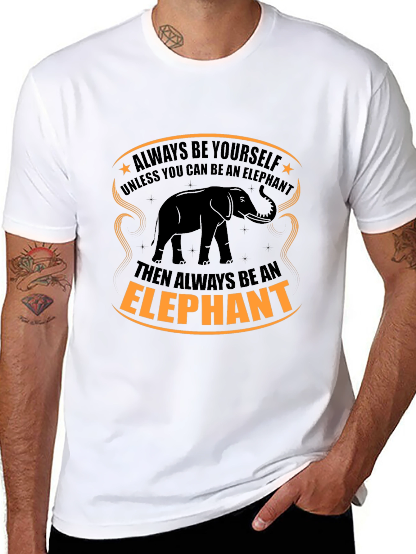 Camiseta Negra con Diseño de Elefante