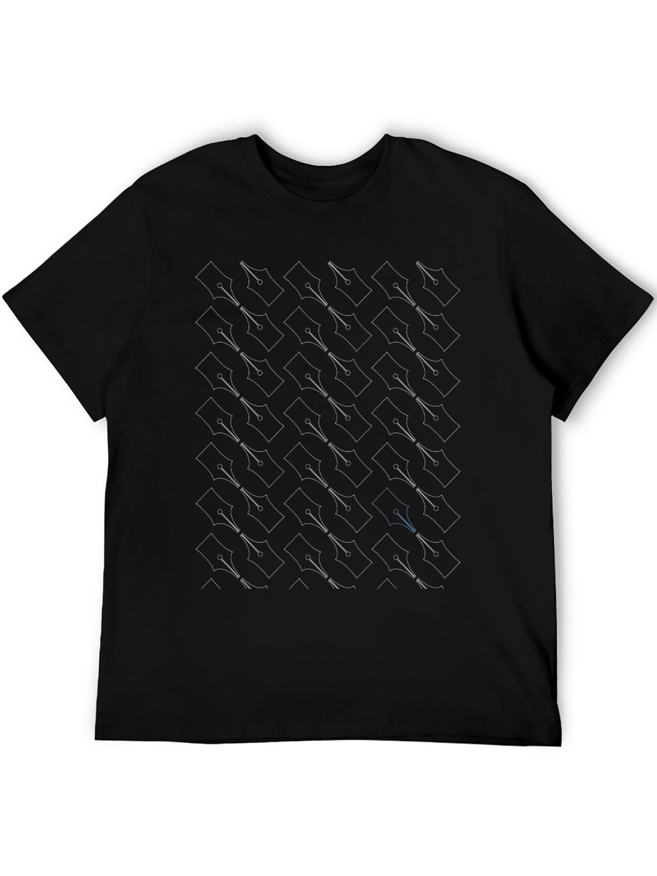 Camiseta Negra Diseño Plumas Estilográficas para Escritores