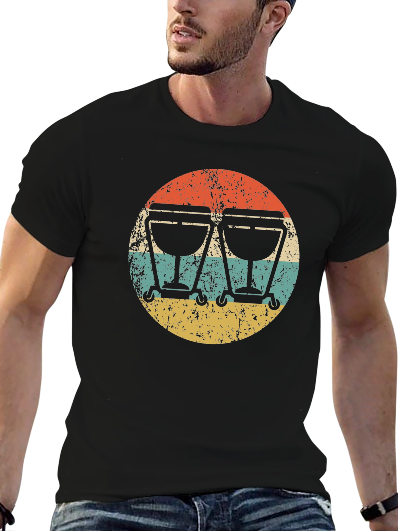 Camiseta Hombre Diseño Retro Bongo Música
