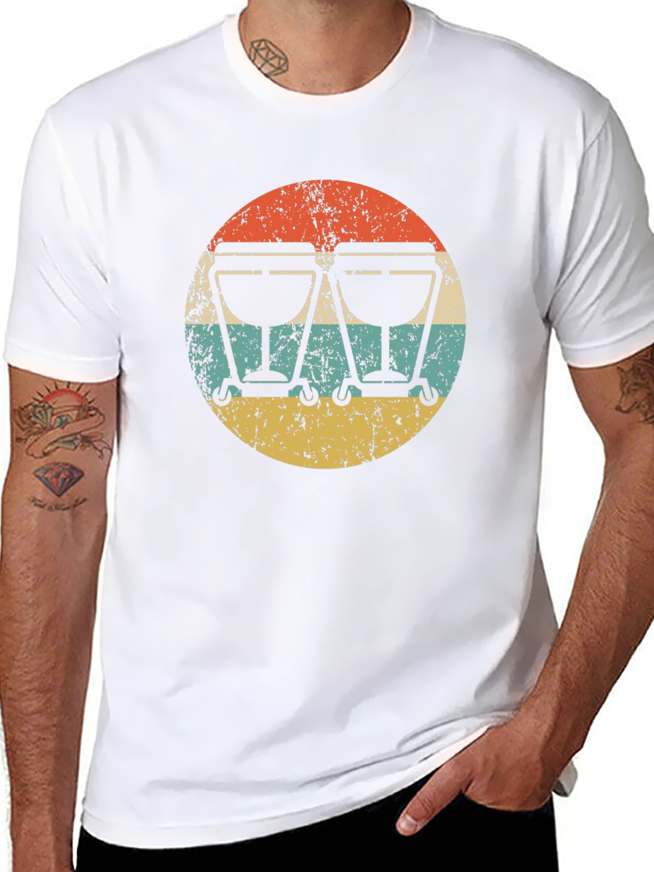 Camiseta Hombre Diseño Retro Bongo Música