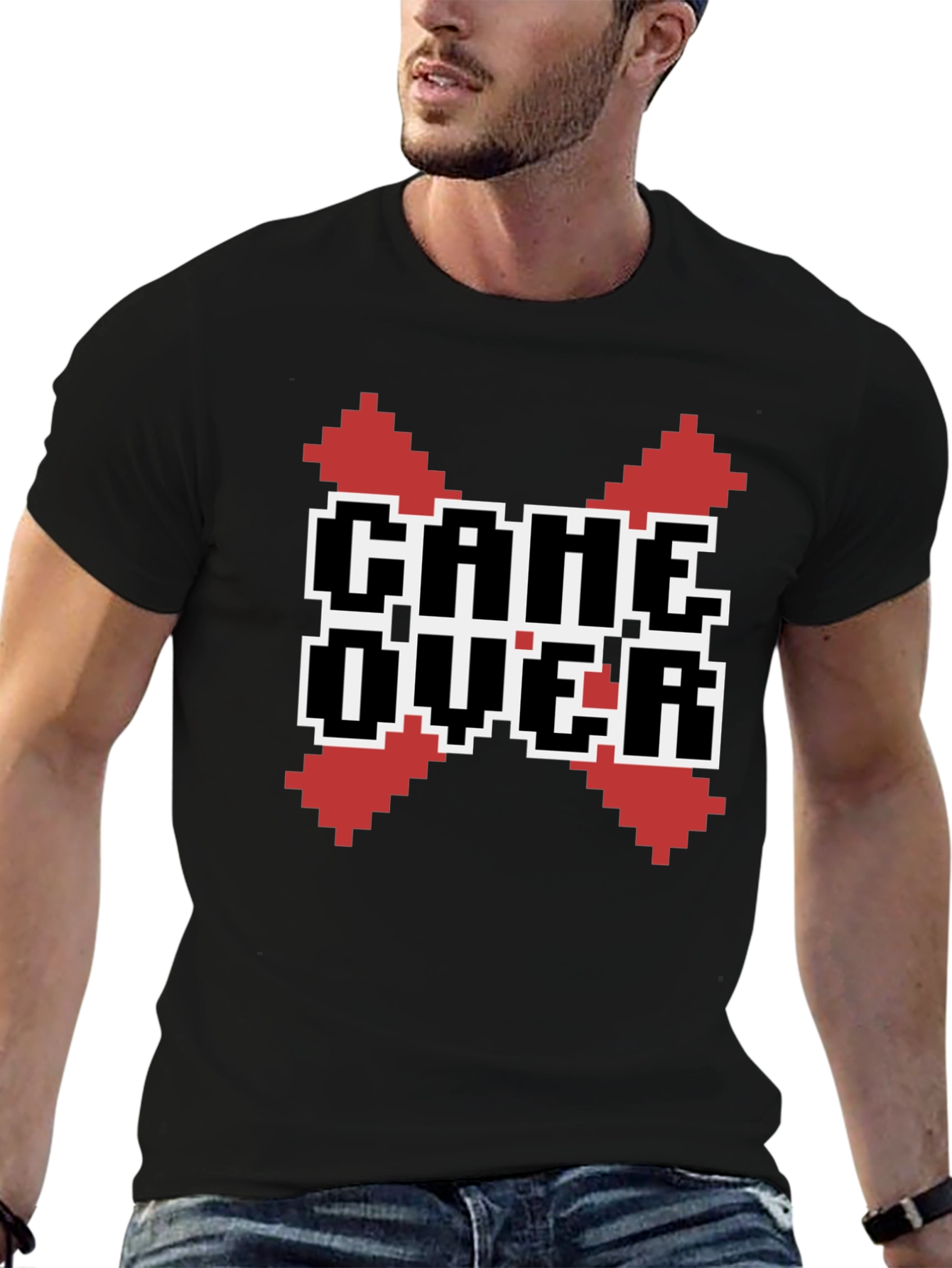 Camiseta Negra Game Over Pixel Art