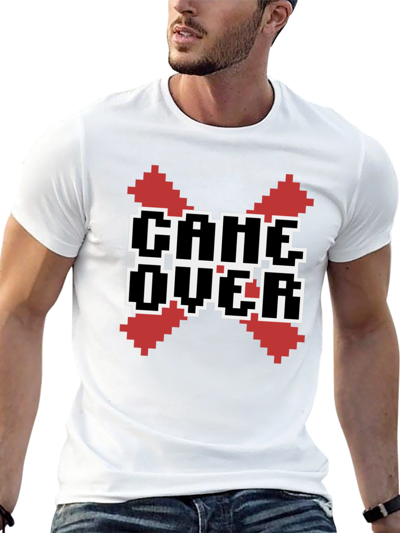 Camiseta Negra Game Over Pixel Art