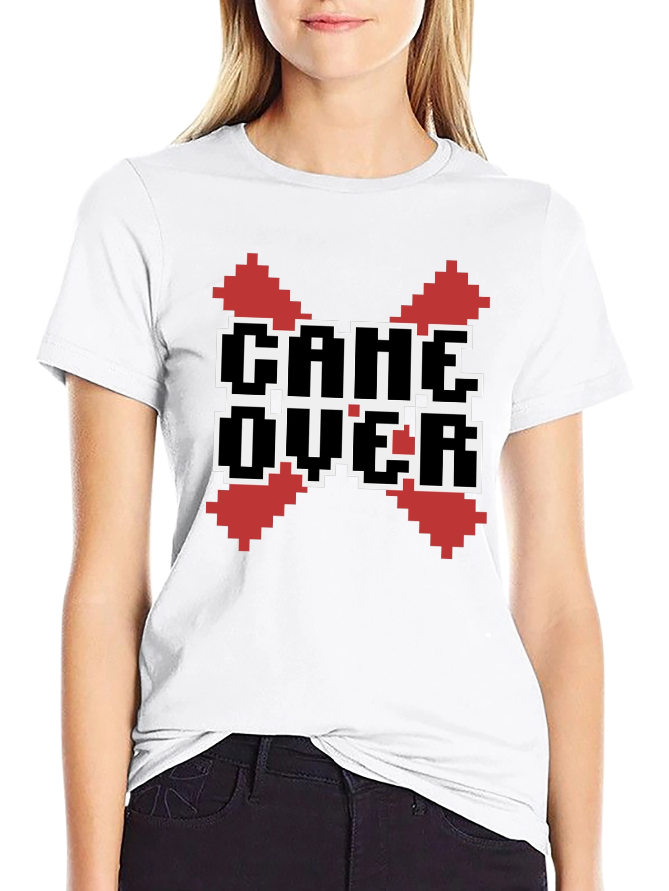 Camiseta Negra Game Over Pixel Art