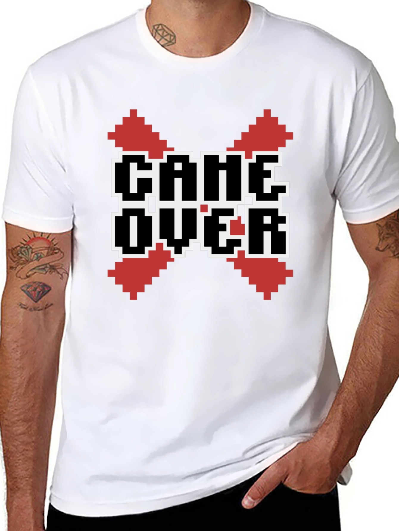 Camiseta Negra Game Over Pixel Art