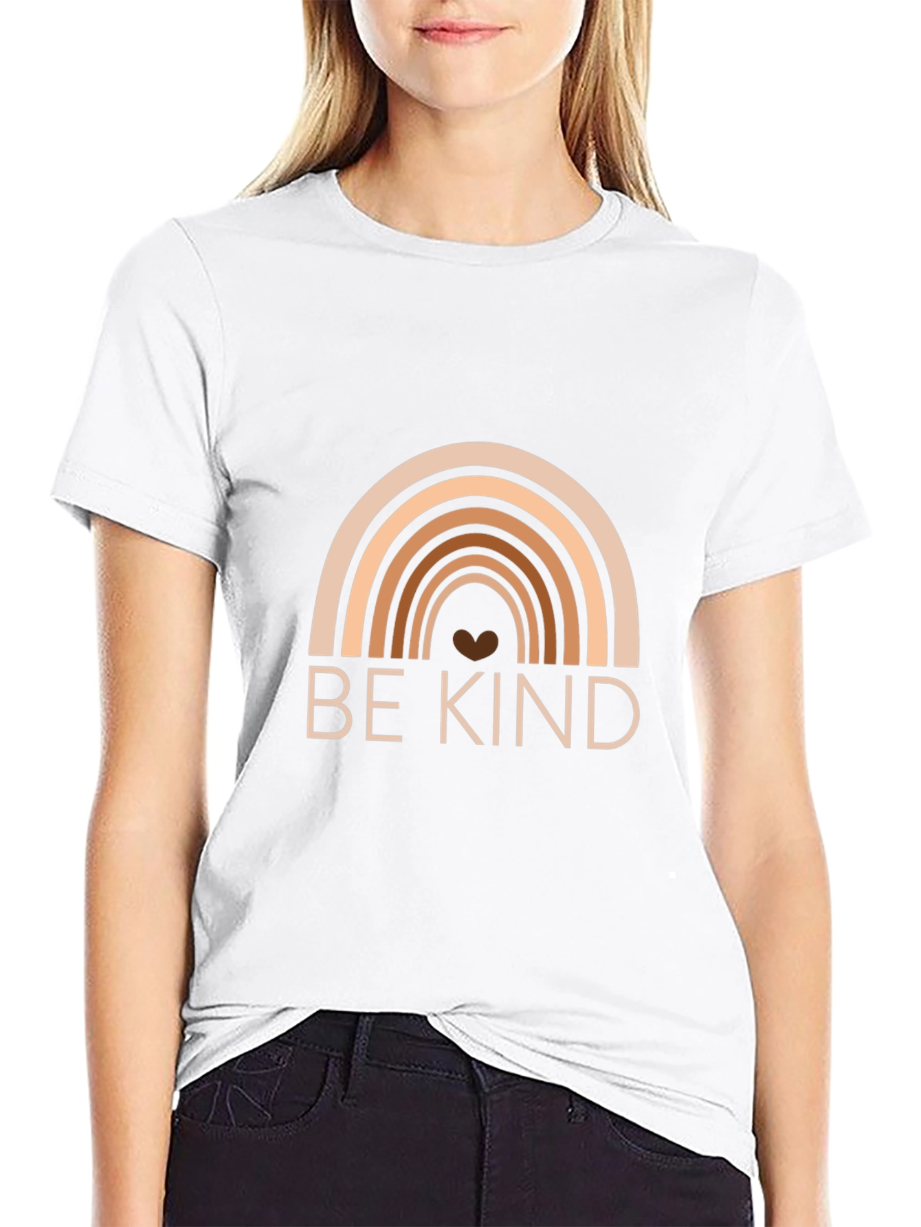 Camiseta Negra Sé amable con Arcoíris