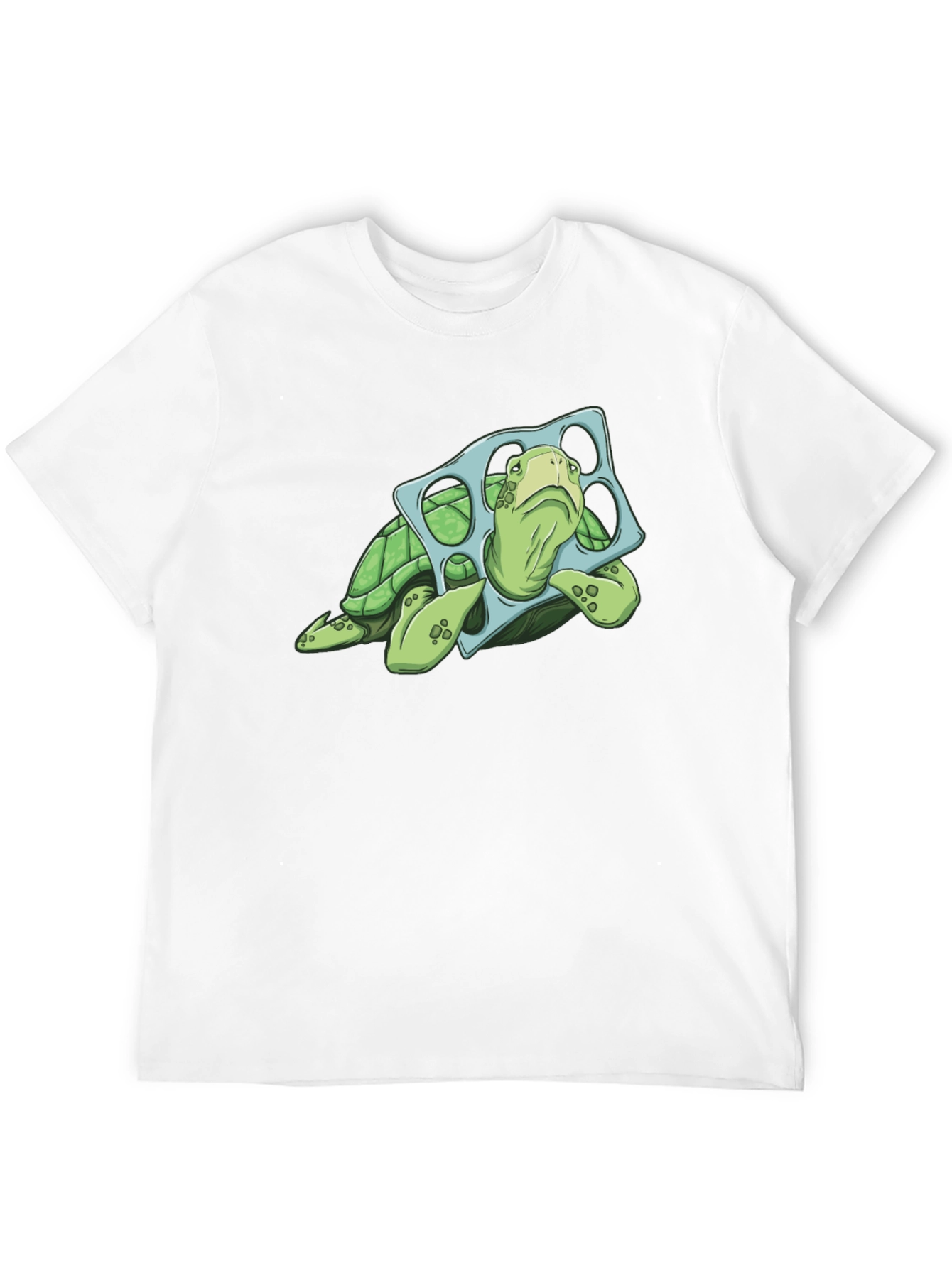 Camiseta Negra con Tortuga y Aro de Plástico