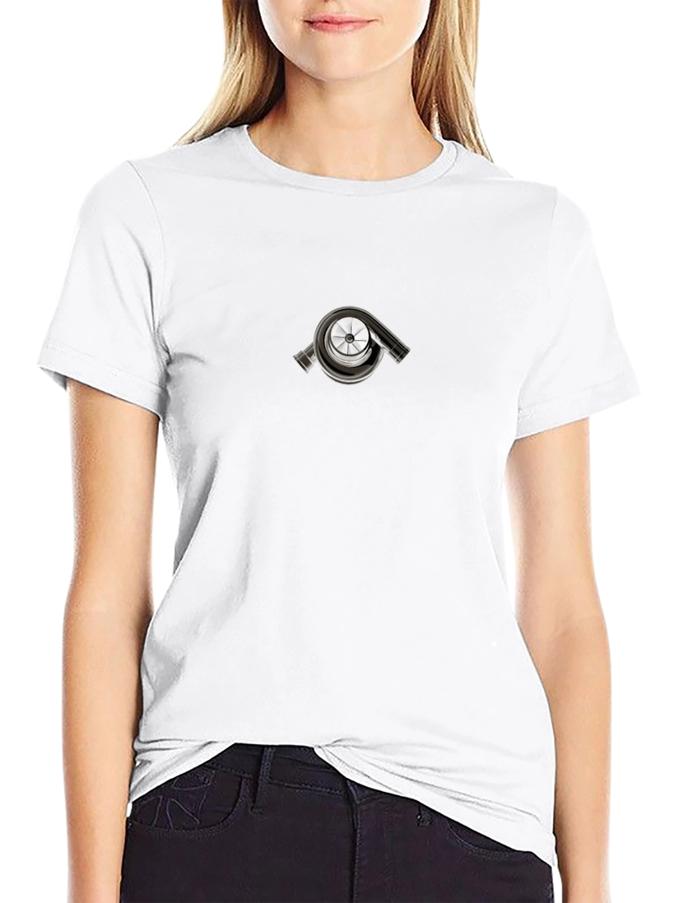 Camiseta Negra con Diseño de Turbo Elegante