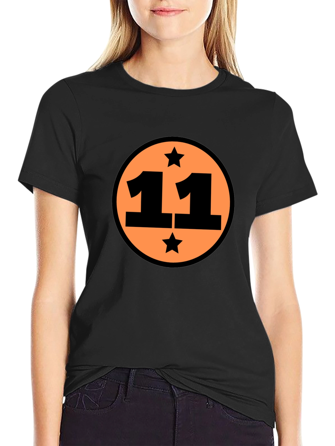 Camiseta Negra Número 11 con Estrellas