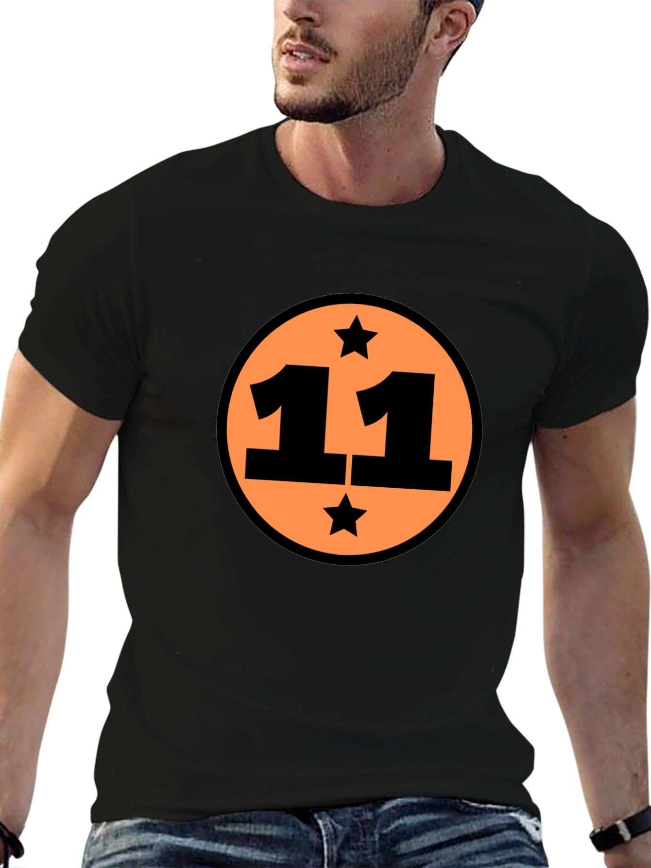 Camiseta Negra Número 11 con Estrellas