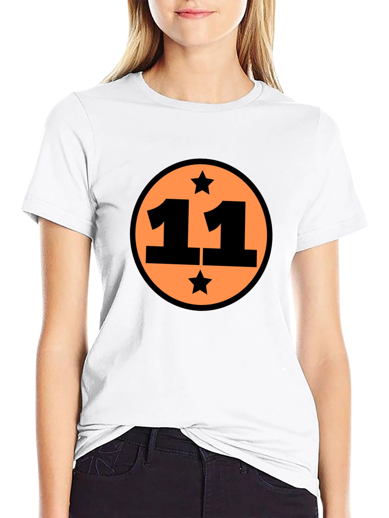 Camiseta Negra Número 11 con Estrellas