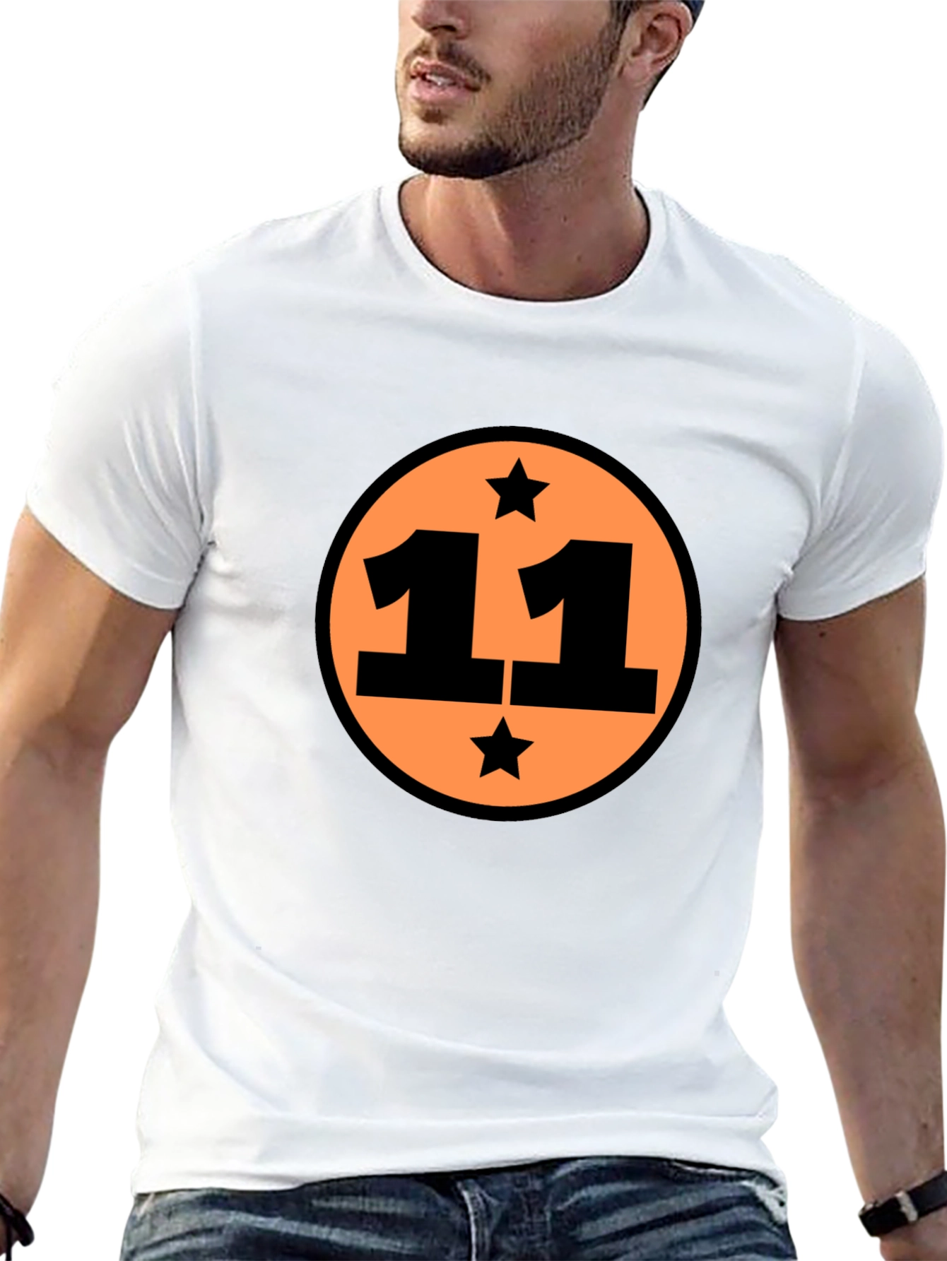 Camiseta Negra Número 11 con Estrellas