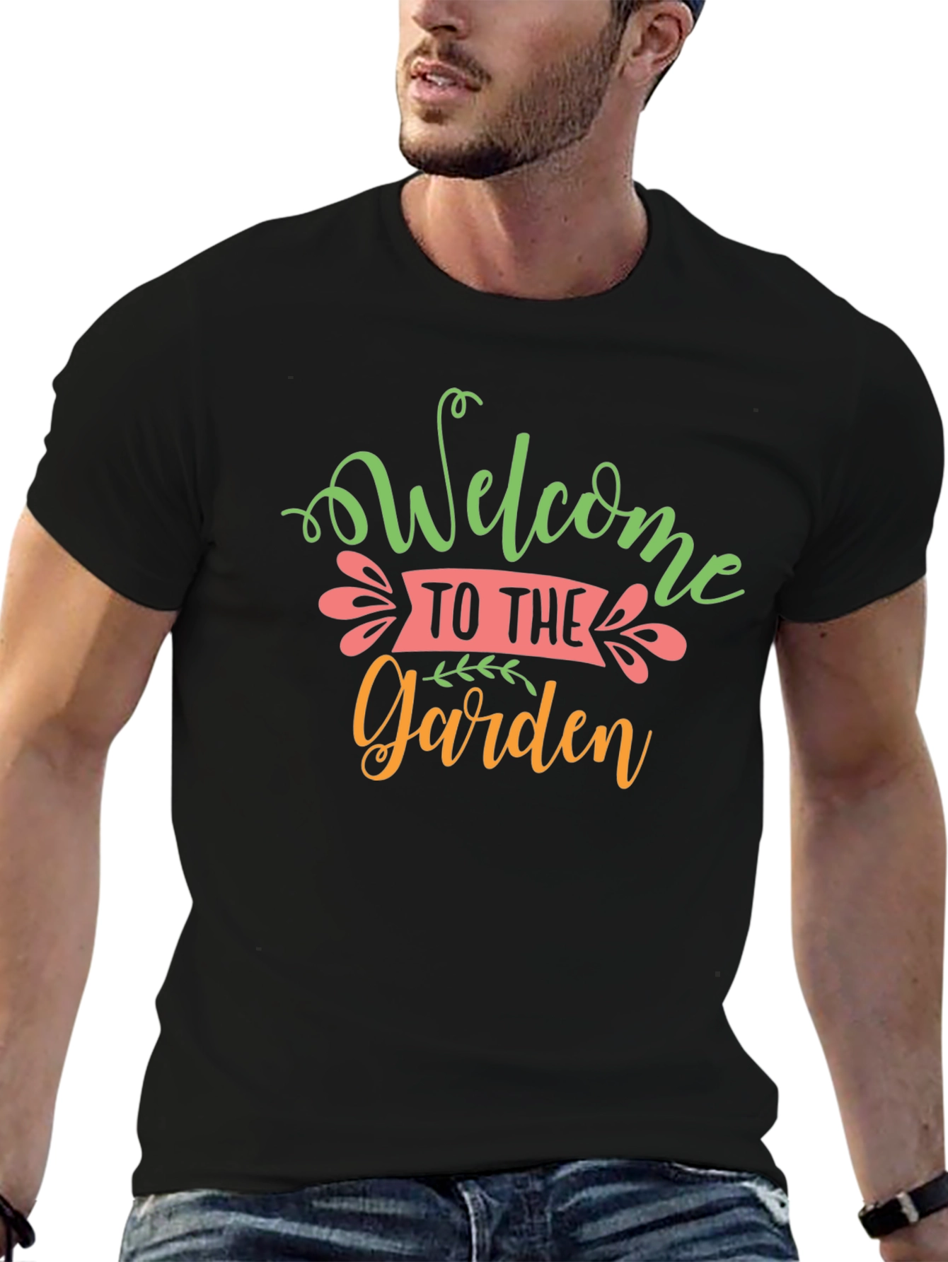 Camiseta Negra Diseño Welcome to the Garden
