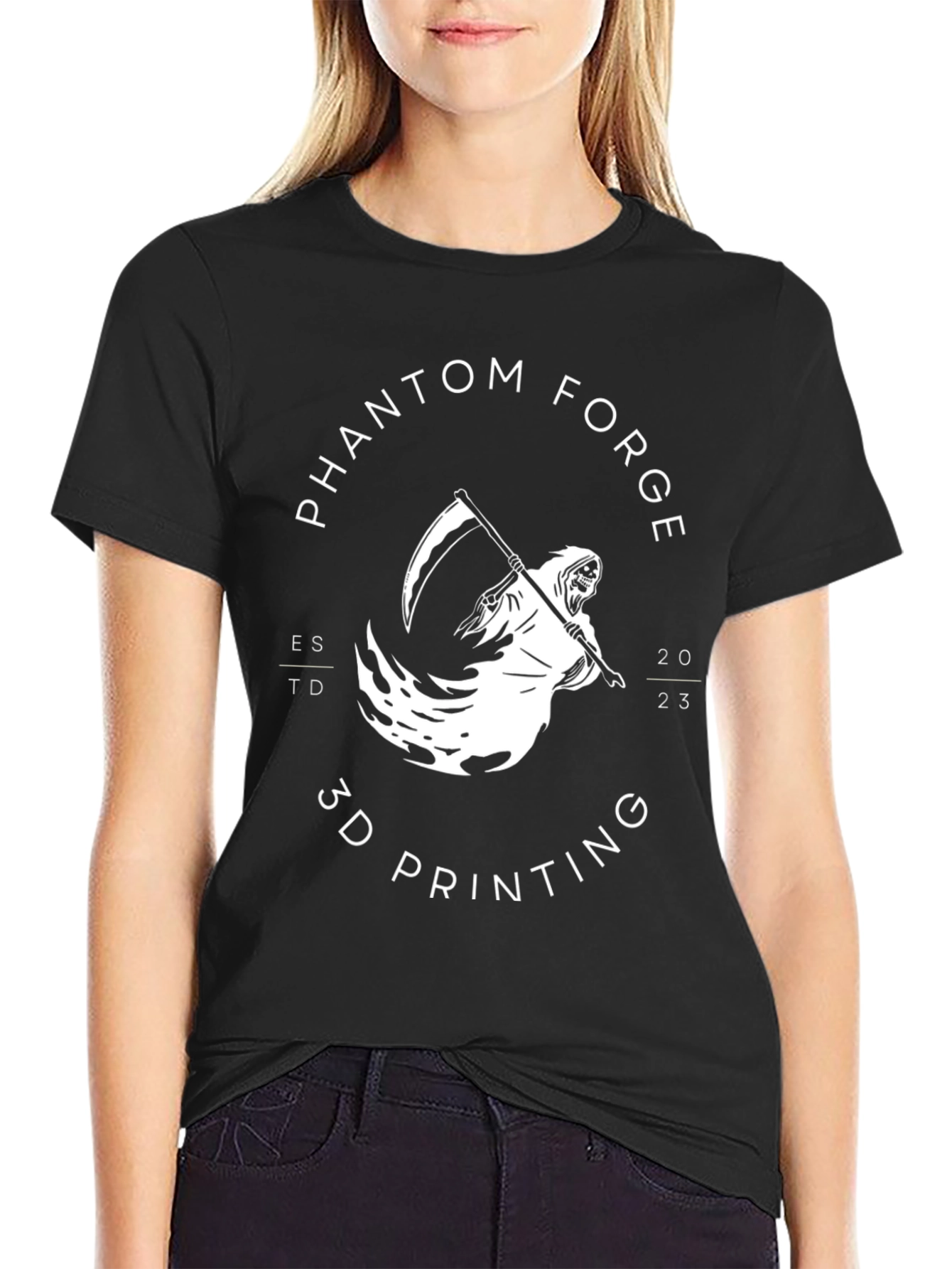 Camiseta Negra Phantom Forge Impresión 3D