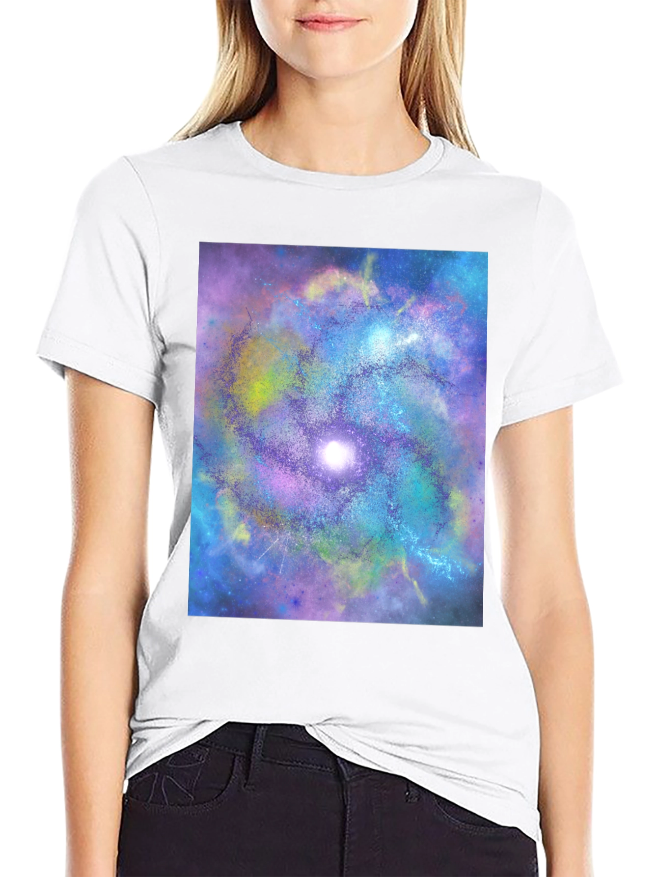 Camiseta Negra con Diseño de Galaxia