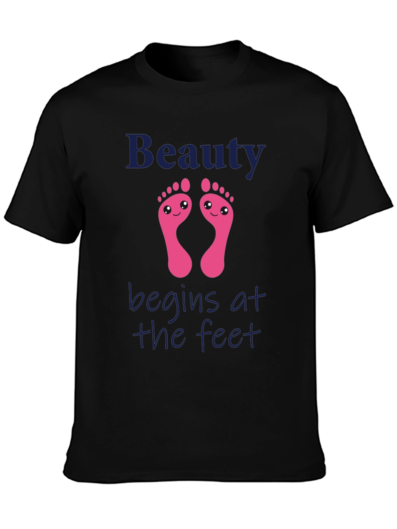 Camiseta Negra Estampada Beauty Begins at the Feet