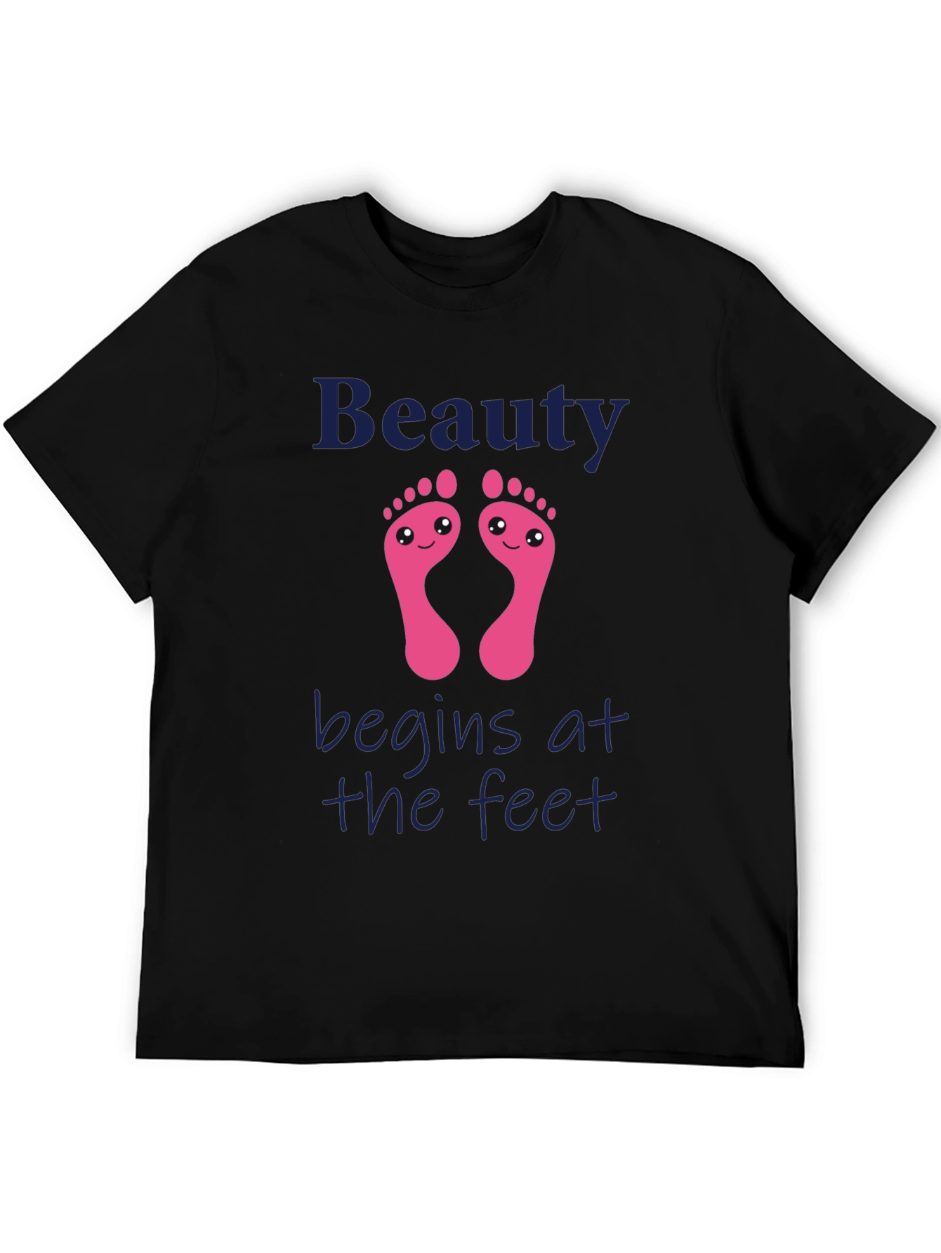 Camiseta Negra Estampada Beauty Begins at the Feet