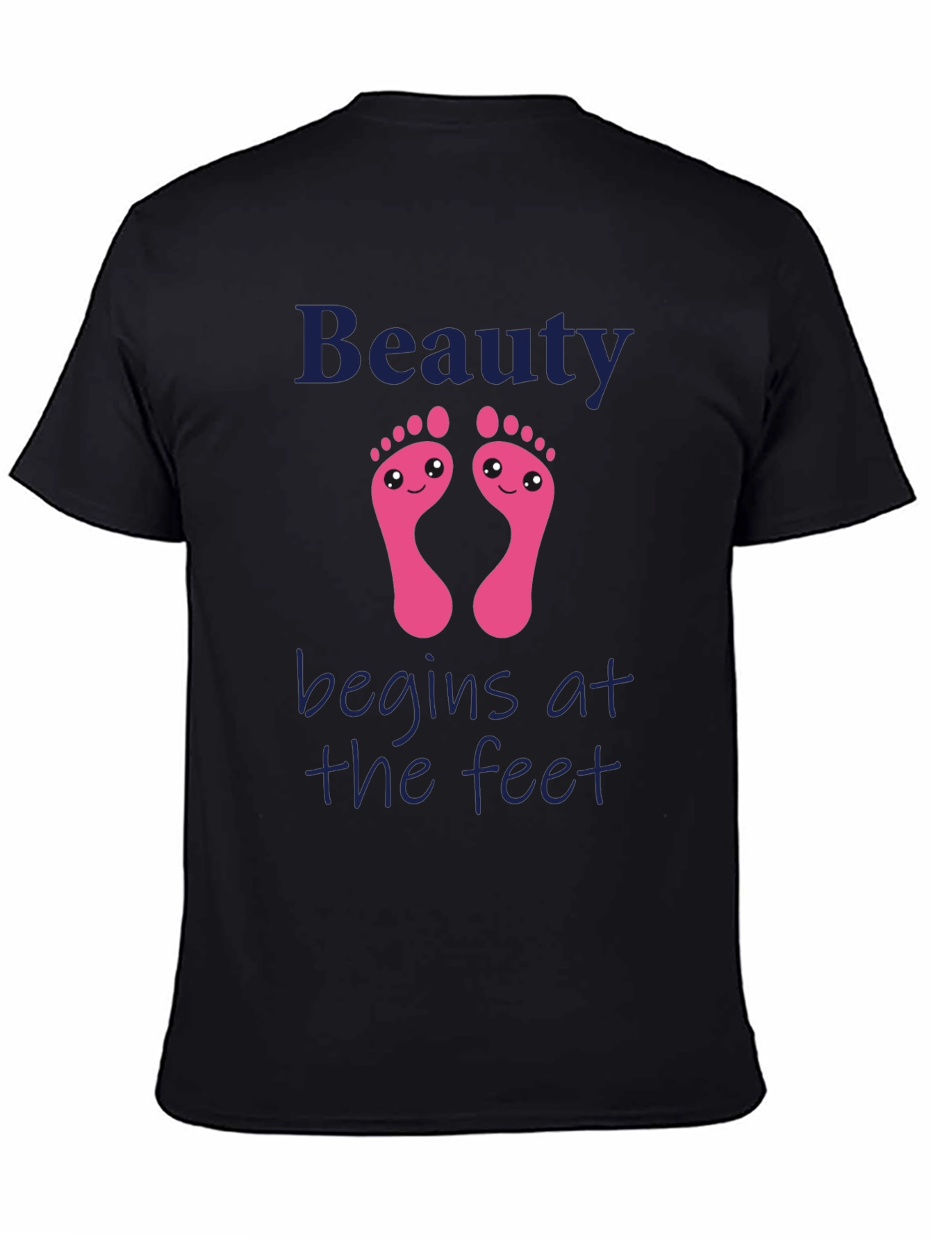 Camiseta Negra Estampada Beauty Begins at the Feet