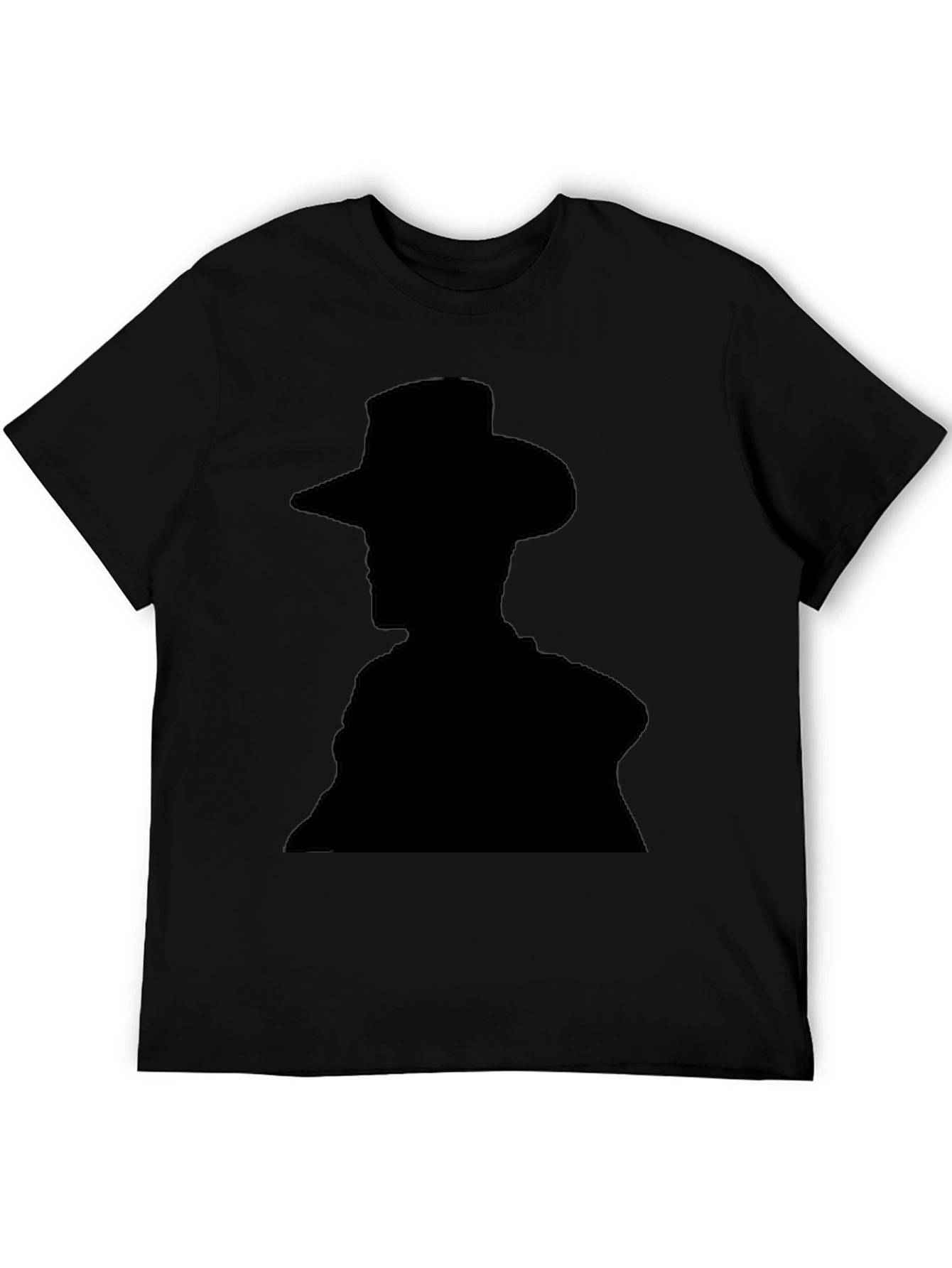 Camiseta Hombre Negra Silueta Vaquero