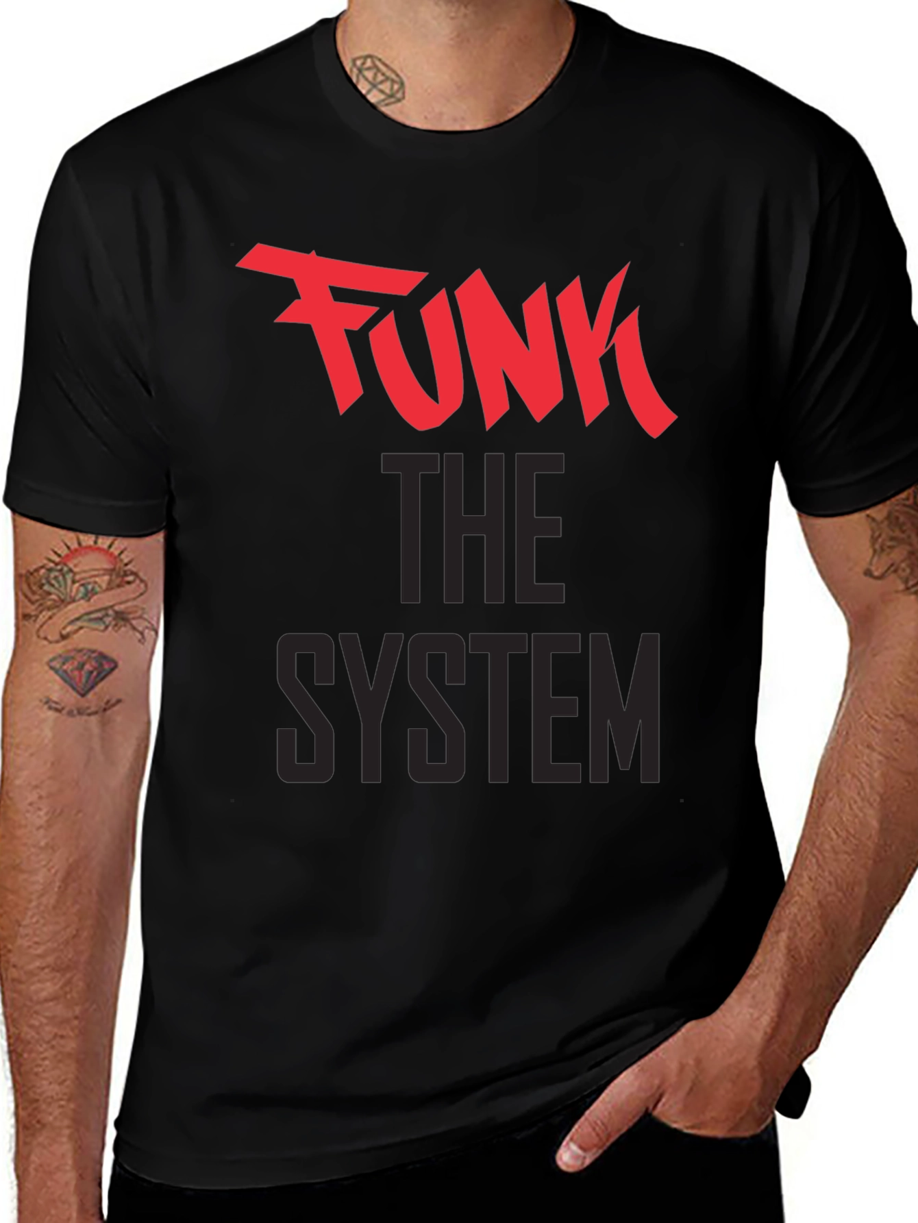 Camiseta Negra Funk The System para Hombre