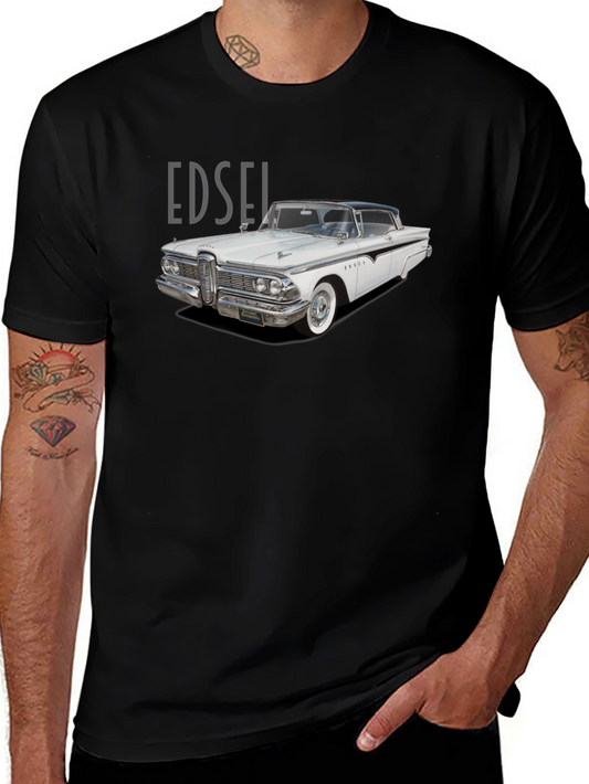 Camiseta Negra Edsel Clásico Coche Vintage
